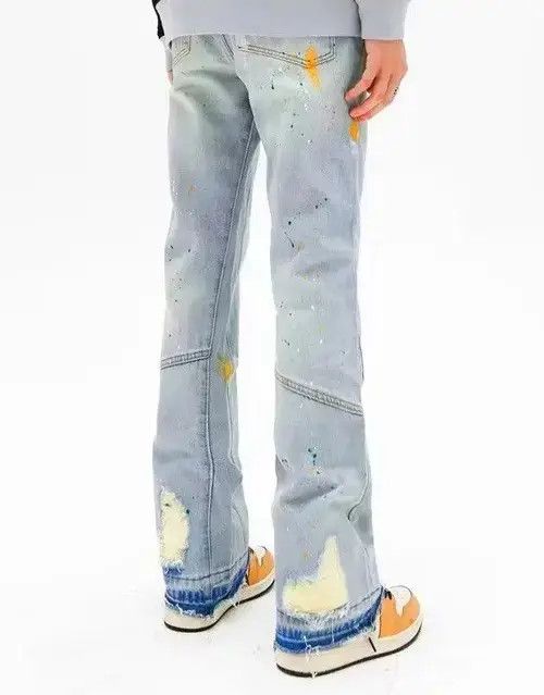 Japanese Brand × Jean Y2K Ink Graffiti Baggy Ripped Flare Jean Size US 36 / EU 52 - 3 Thumbnail