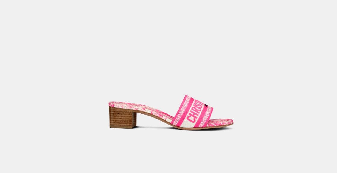 Dior o1w1db10924 Embroidered Cotton Heeled Slides in Pink Size US 6 / IT 36 - 1 Thumbnail