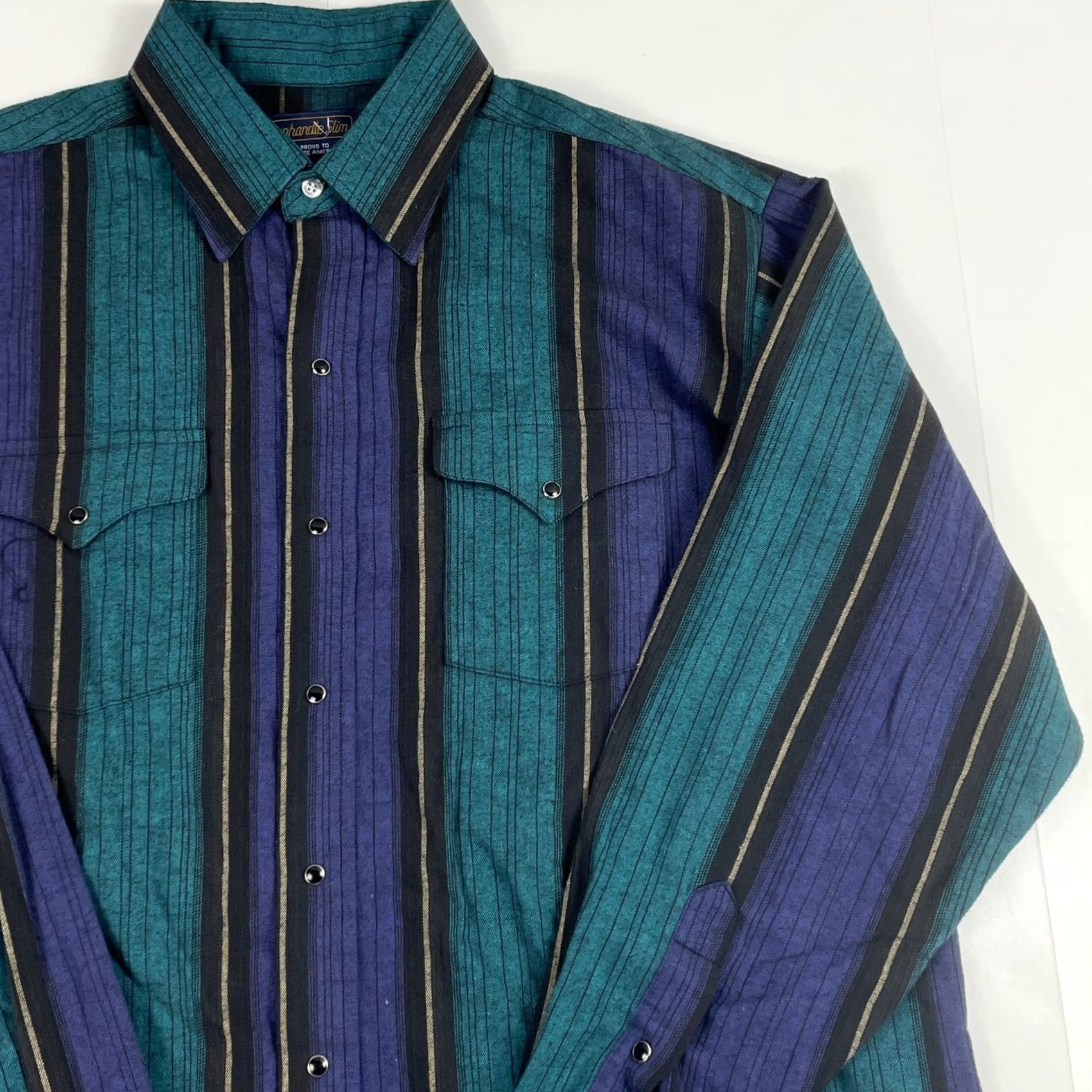 Vintage VINTAGE Panhandle Slim Shirt Men XL Green Flannel Pearl Snap Western Rodeo Shirt Size US XL / EU 56 / 4 - 3 Thumbnail