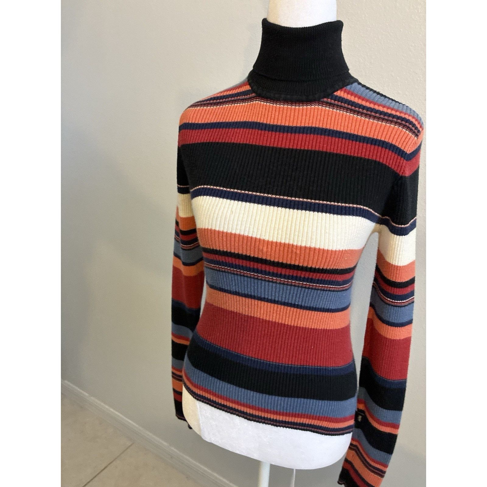 Mossimo VTG 90s Mossimo Striped Knit Turtleneck Sweater Grunge M Size M / US 6-8 / IT 42-44 - 12 Thumbnail