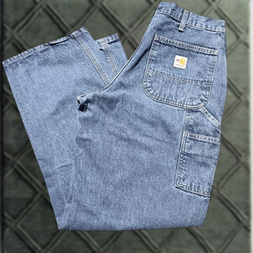 Carhartt Carhartt Flame Resistant Utility Jeans Mens Relaxed 34X32 FRB13 - Orange Denim 5-Pocket Logo USA Size US 34 / EU 50 - 1 Thumbnail