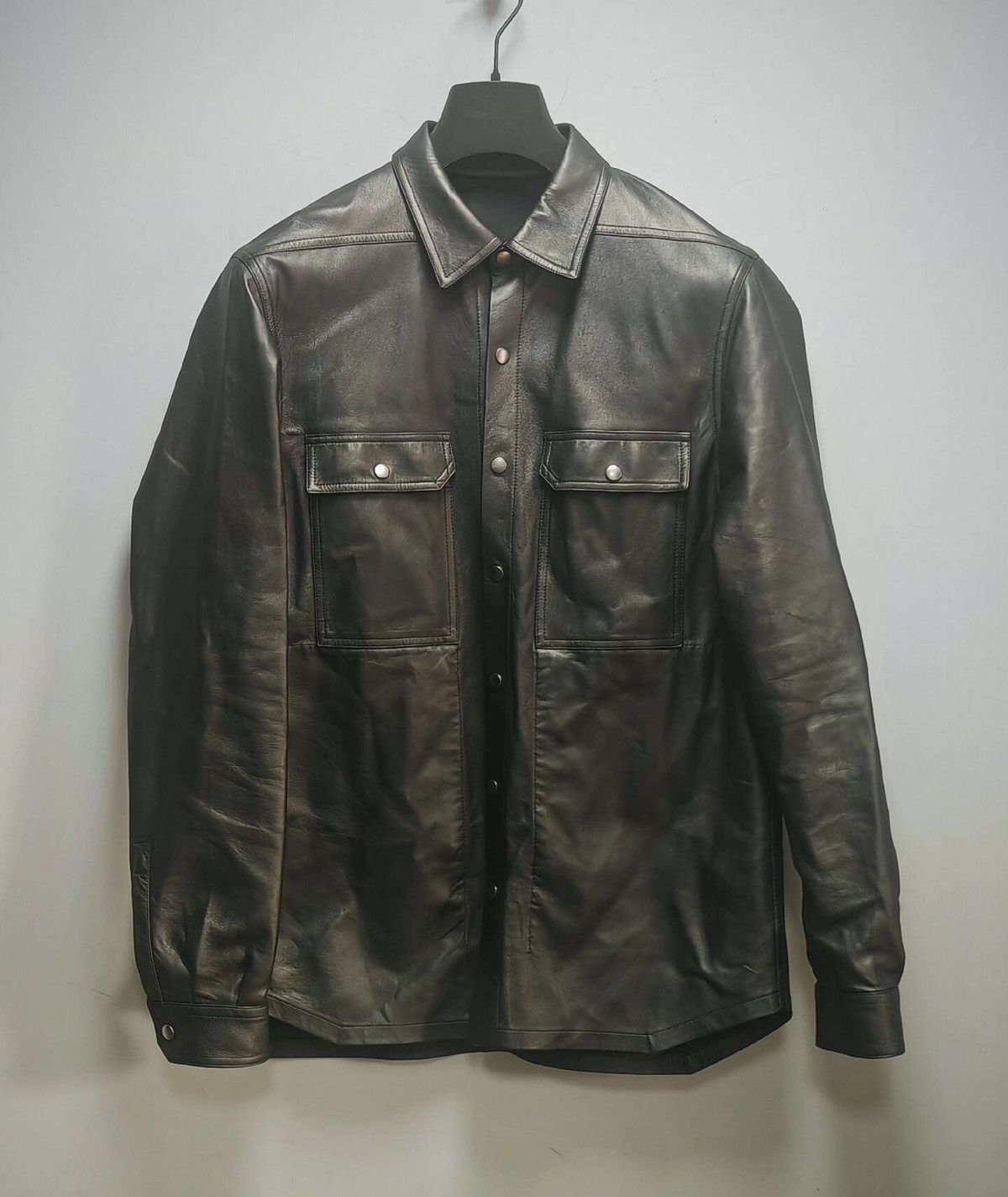 Rick Owens Rick Owens metallic gunmetal coated lamb leather jacket Size US M / EU 48-50 / 2 - 1 Thumbnail