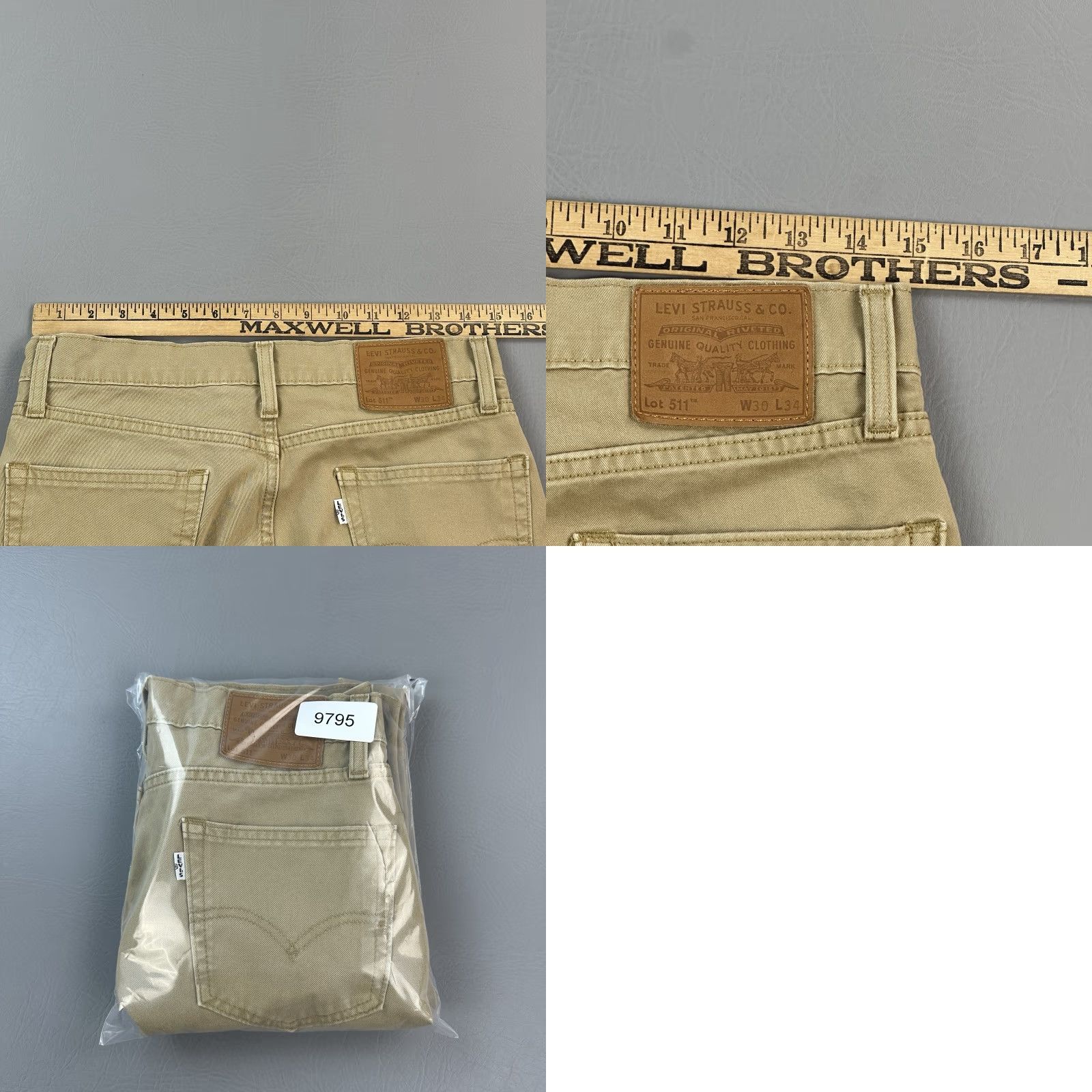 Levi's Levis 511 Premium Pants Mens 30x32 Tan Slim Fit Stretch White Tab Casual Size US 30 / EU 46 - 9 Thumbnail