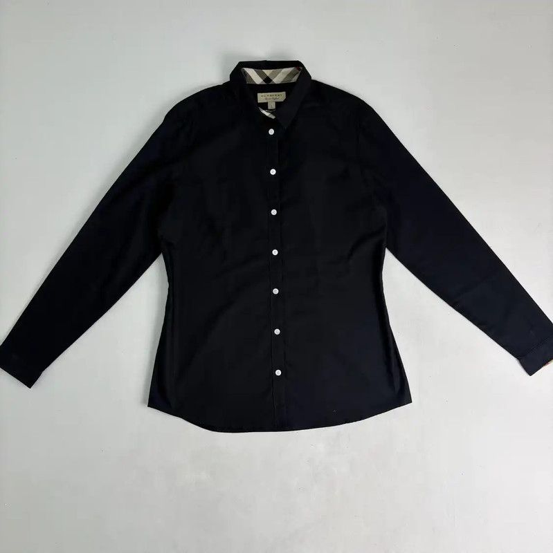 Burberry Burberry Black Cotton Blend Long Sleeve Shirt Size US L / EU 52-54 / 3 - 1 Thumbnail
