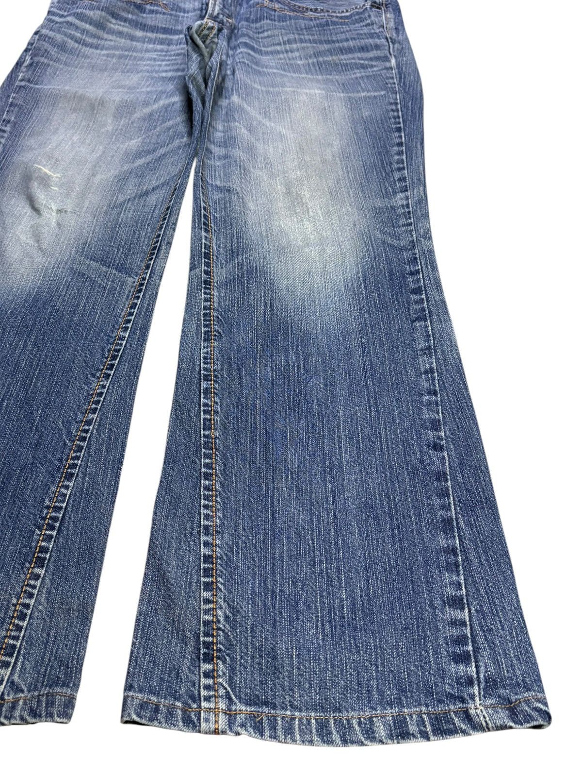Edwin × Japanese Brand Vintage Edwin XV Mud Wash Distressed Ripped Flare Jean Size US 33 - 7 Thumbnail