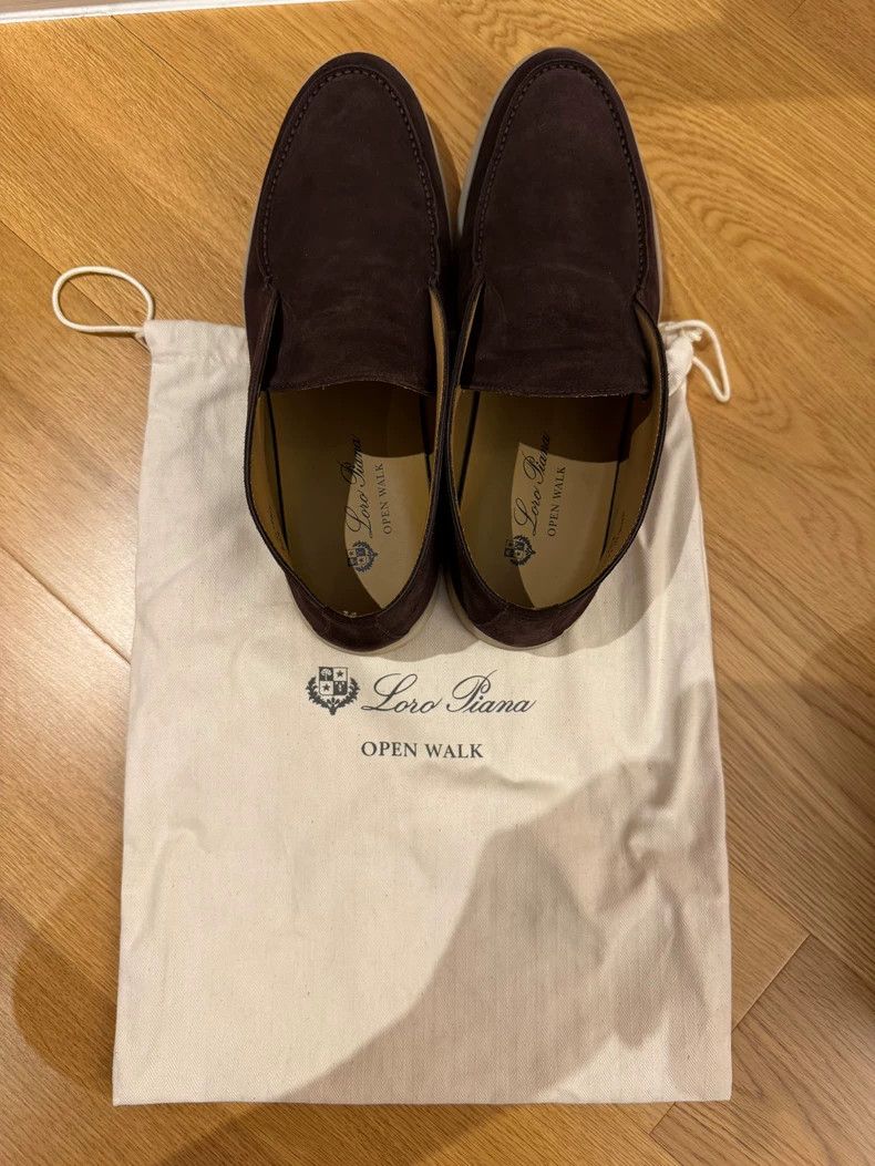 Loro Piana LORO PIANA size 43.5 Open Walk Brown Mid-Top Leather Shoes Size US 10.5 / EU 43-44 - 1 Thumbnail
