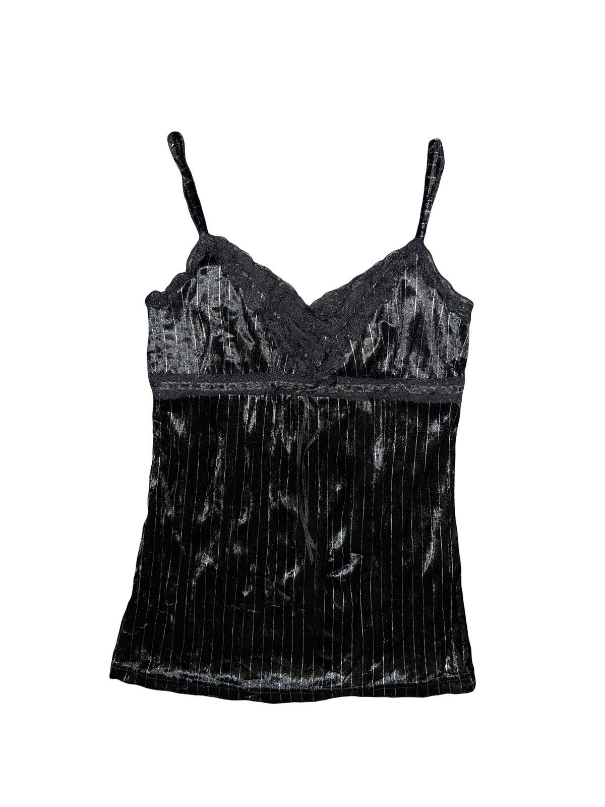Japanese Brand Black velvet lace camisole 🌺🖤 Size L / US 10 / IT 46 - 2 Thumbnail