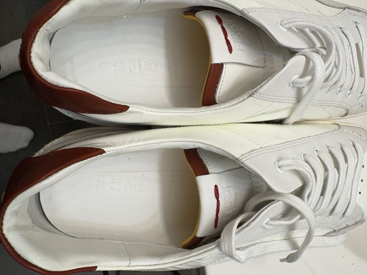 Fendi Fendi White/ Maroon Leather Sneakers Size US 10 / EU 43 - 7 Thumbnail