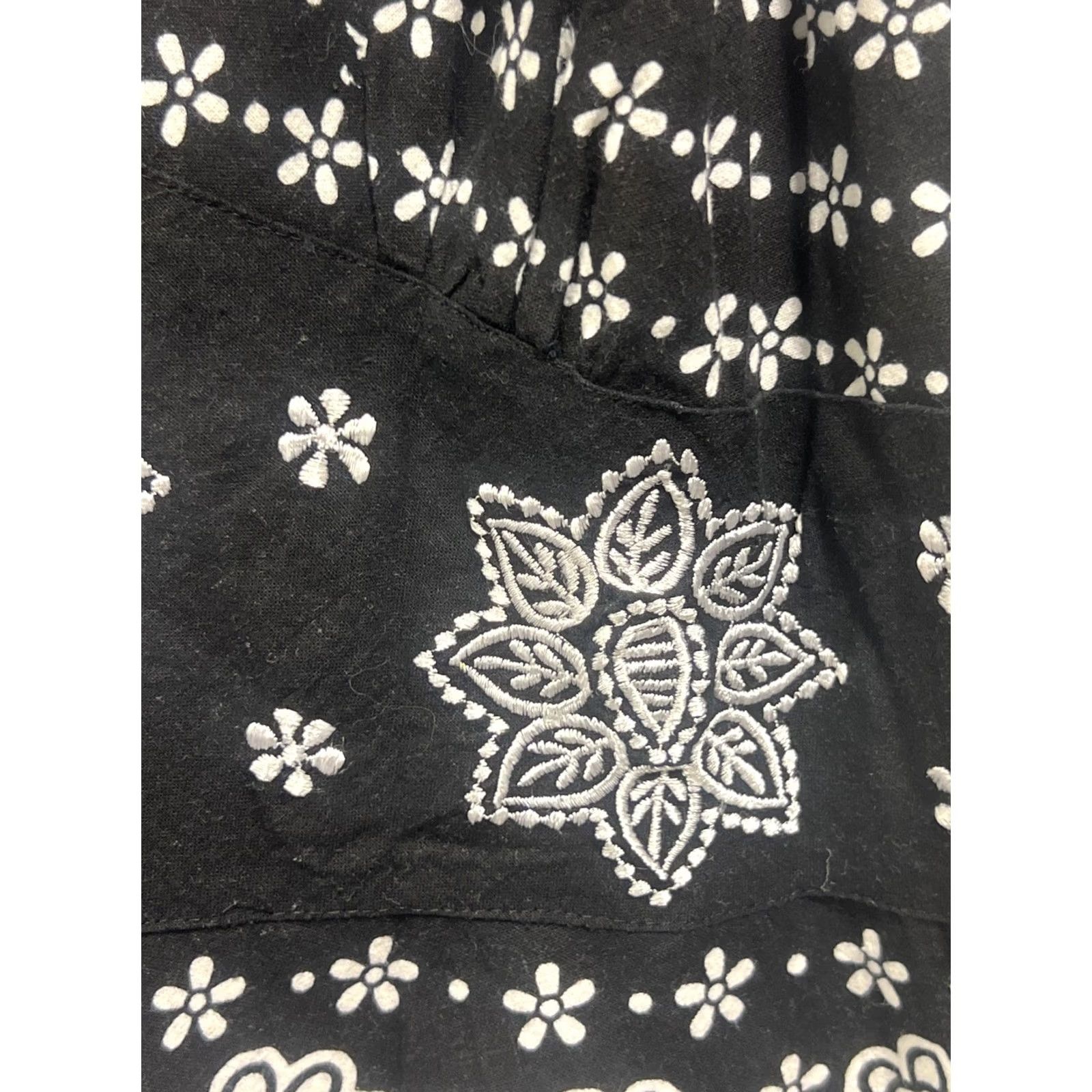 Vintage Magic 100% Cotton Black White Strappy Midi Dress Bohemian 3XL India Size XXL / US 16-18 / IT 52-54 - 6 Thumbnail