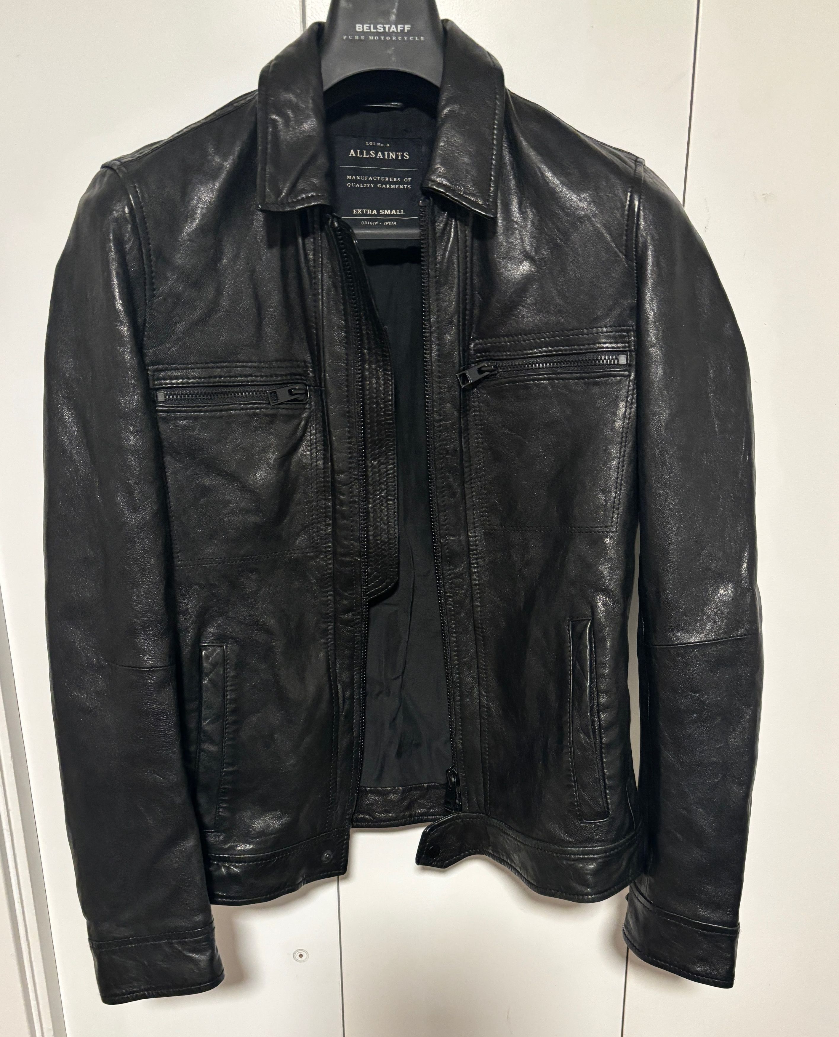 Allsaints $625 Black Leather Track Jacket - XS - Small Size US XS / EU 42 / 0 - 3 Thumbnail