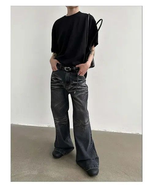 Jean VIBE washed faded flared grunge baggy yuppie jeans Size US 32 / EU 48 - 3 Thumbnail