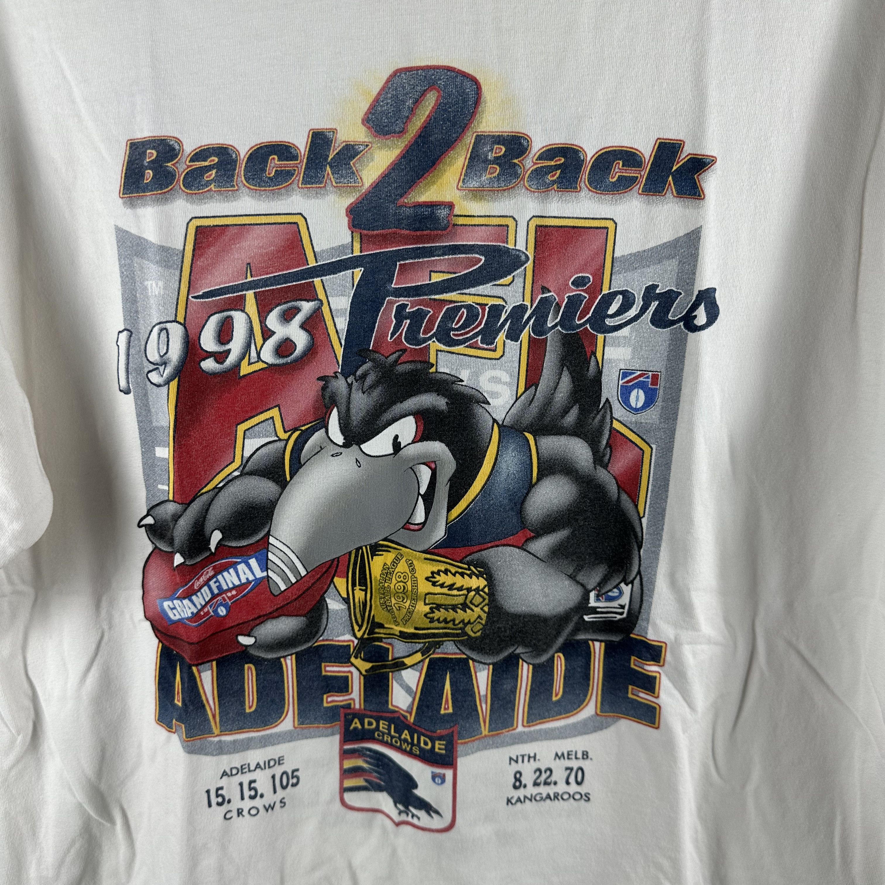 Vintage 1998 Adelaide Crows AFL Back to Back Premiers T-shirt Size US XL / EU 56 / 4 - 2 Thumbnail