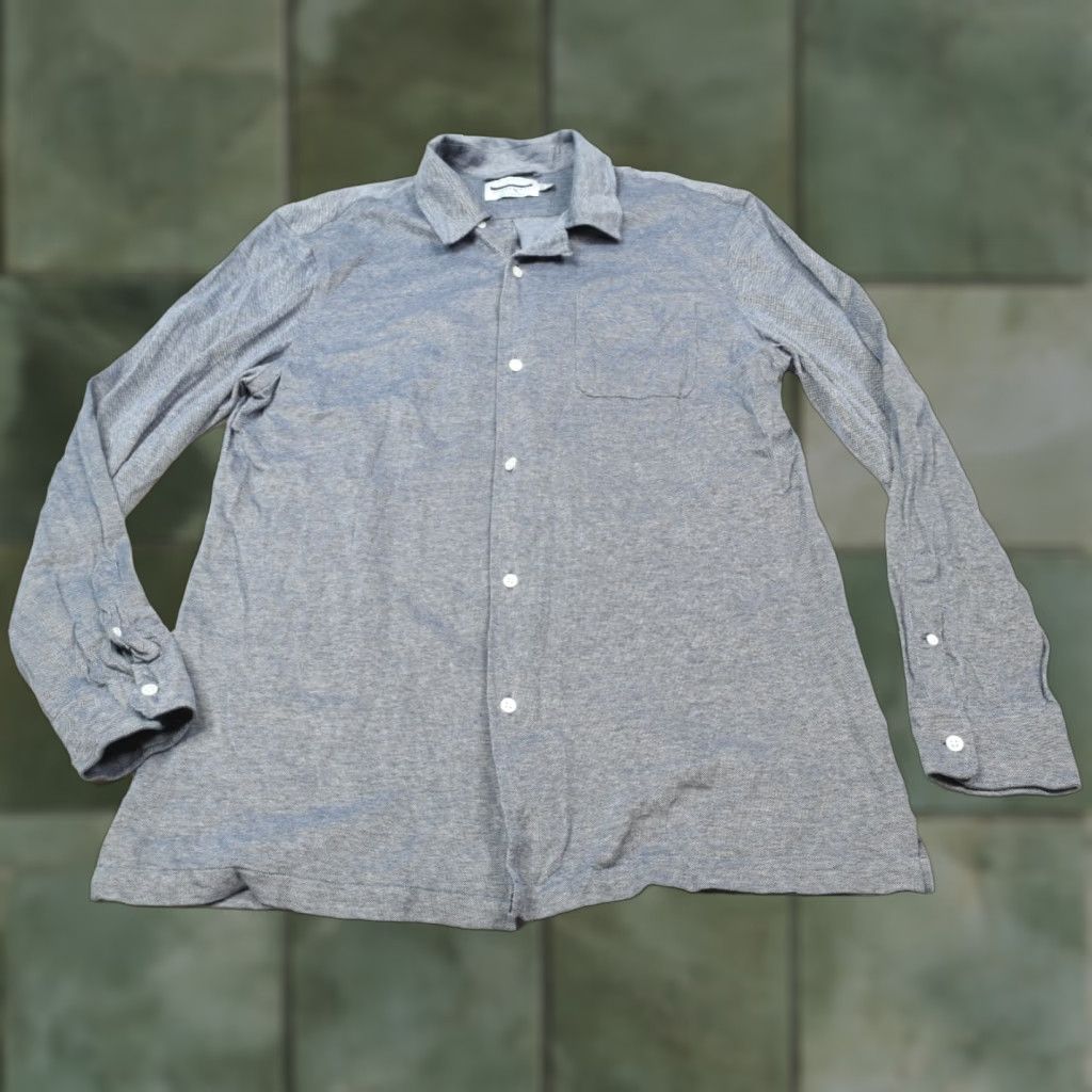 CO Guideboat Co Loop Collar Shirt Blue Woven Cotton Long Sleeve ButtonUp Mens Large Size US L / EU 52-54 / 3 - 1 Thumbnail