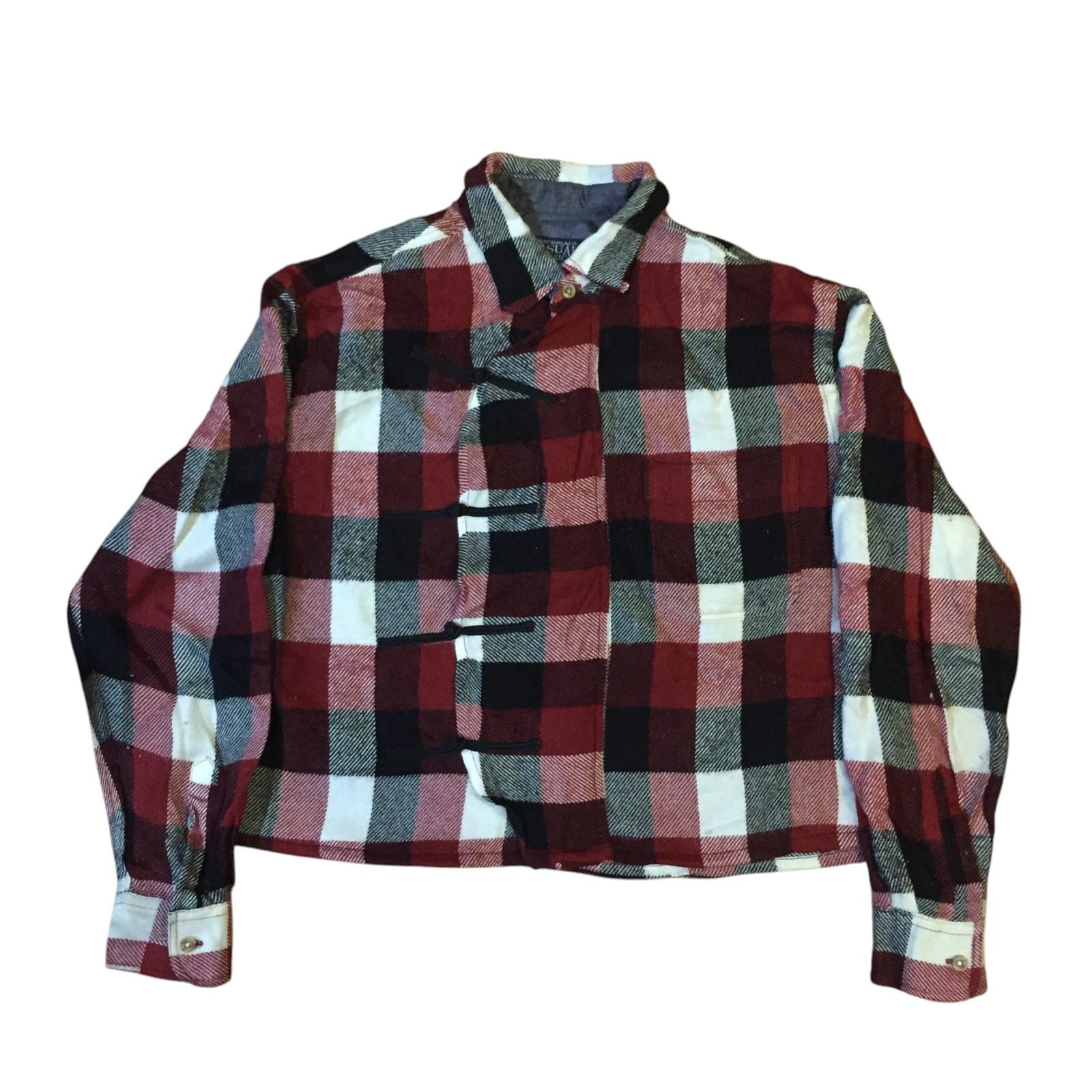 Handmade Casual Basic Chinese Cheongsam Boxy Shirt Flannel Reworked Size US M / EU 48-50 / 2 - 1 Thumbnail