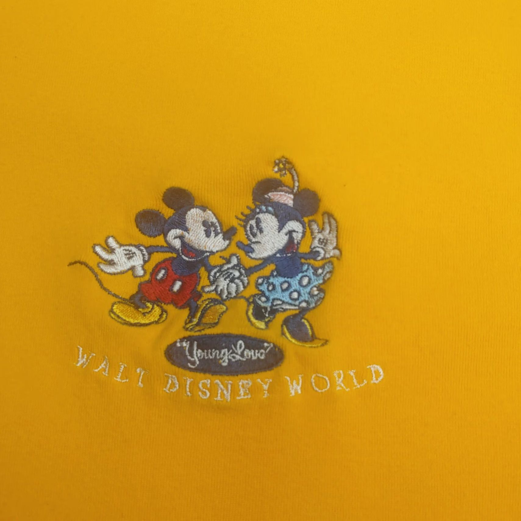 Disney VINTAGE Walt Disney World Shirt Mickey Minnie Mouse Small Long Sleeve Young Love Knit Yellow Womens Size S / US 4 / IT 40 - 2 Thumbnail