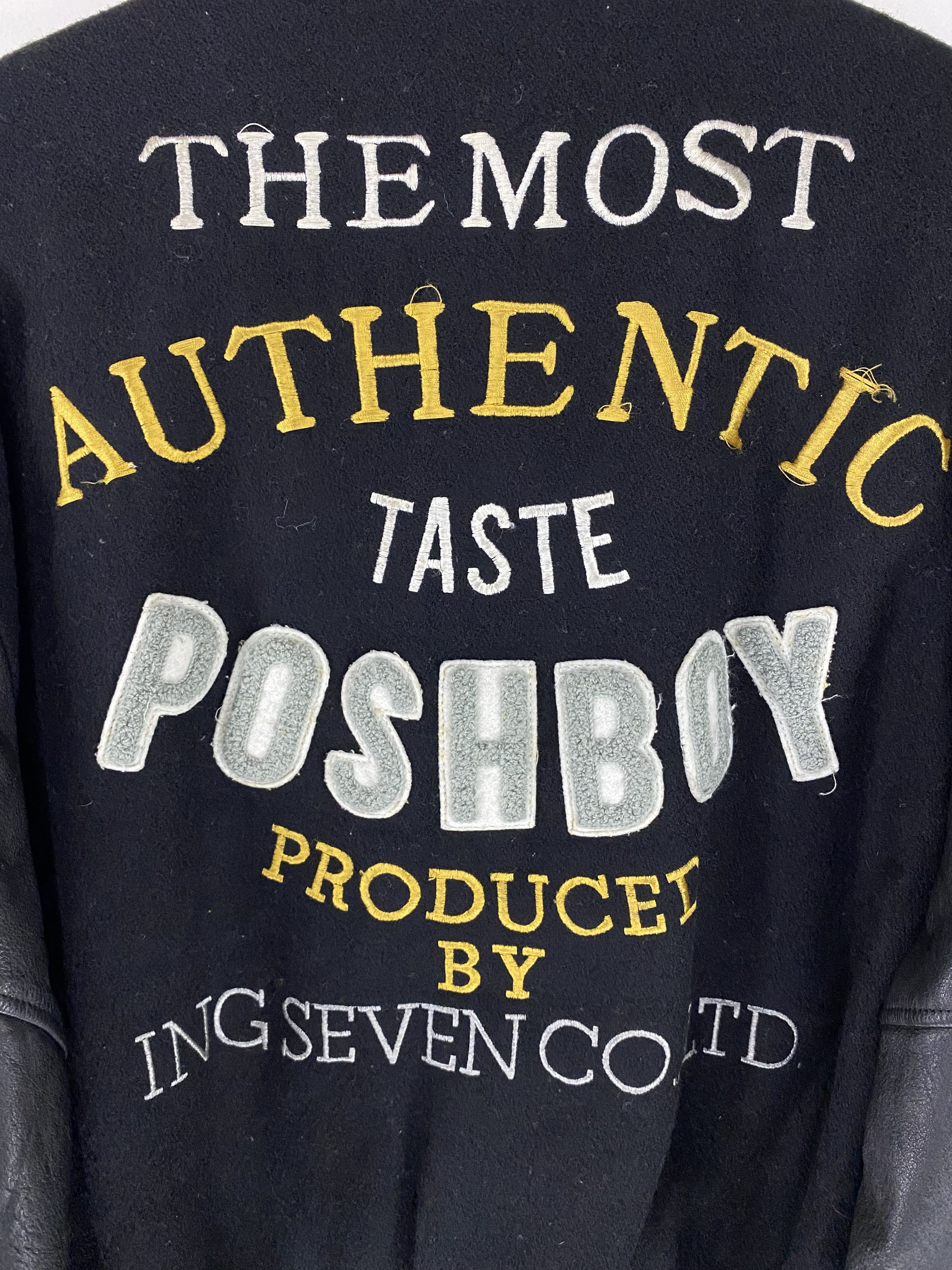 Japanese Brand 90s Posh Boy embroidered logo wool leather varsity jacket Size US L / EU 52-54 / 3 - 8 Thumbnail