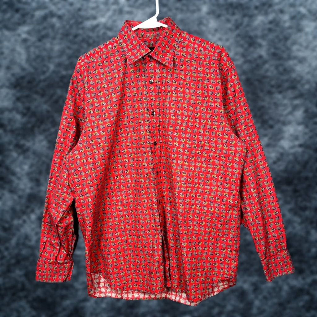 Vintage Dunhill Mens Large Red Paisley Print 100% Cotton Long Sleeve Button-Up Shirt Size US L / EU 52-54 / 3 - 1 Thumbnail