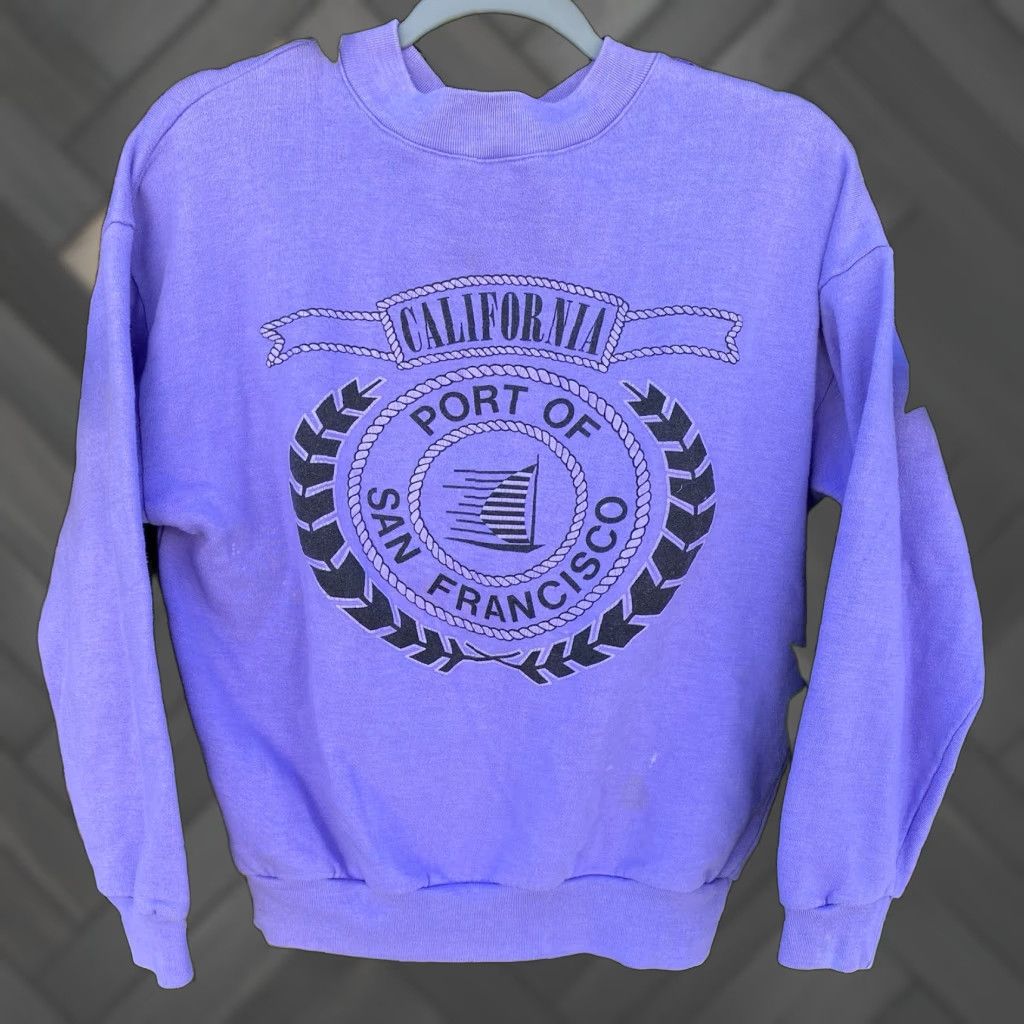Vintage VINTAGE The Tops Port Of San Francisco Sweatshirt Purple Purple USA Made L Large Cotton Polyester blend Graphic Print Pullover Crewneck Men Size US L / EU 52-54 / 3 - 1 Thumbnail