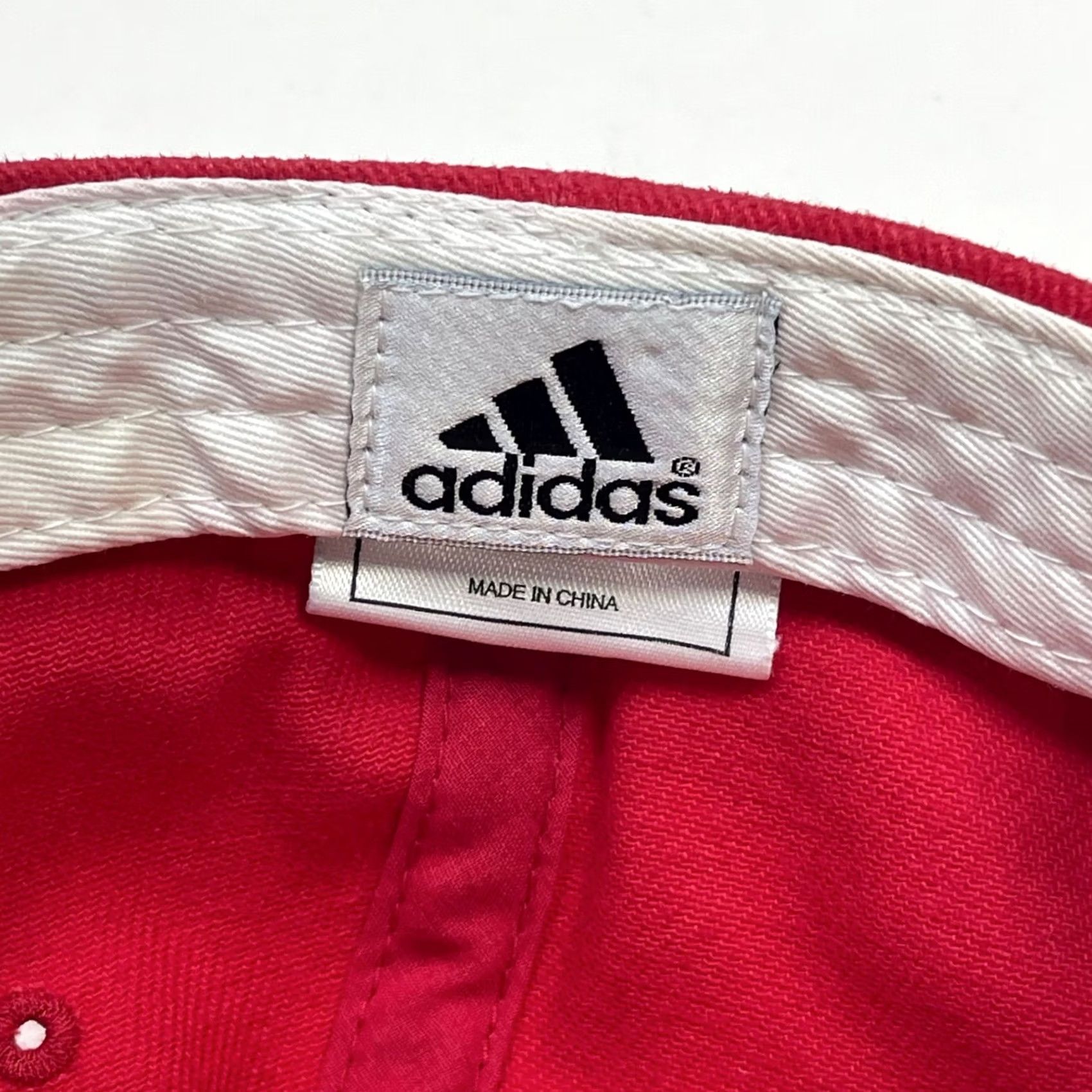 Adidas Adidas Hat Red Adjustable Strapback 3-D Logo Distressed Look Size ONE SIZE - 8 Thumbnail