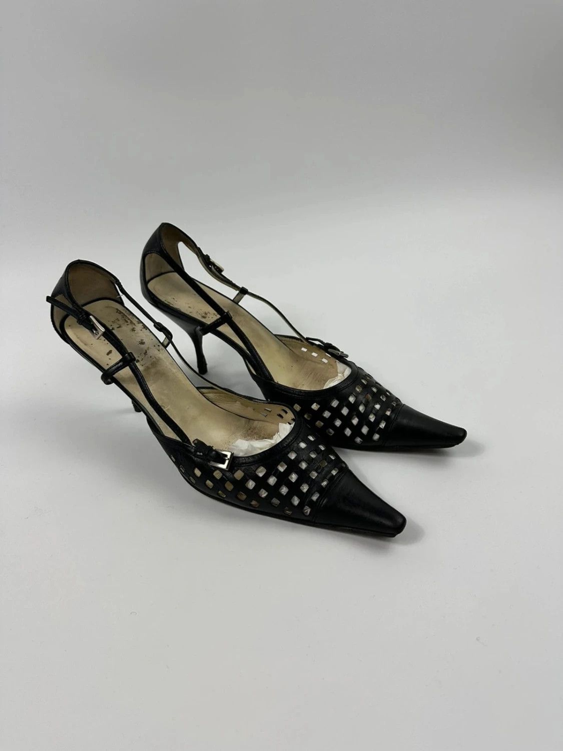 Prada Prada 90’s Black Holes Leather Heels bumps Size US 9 / IT 39 - 3 Thumbnail