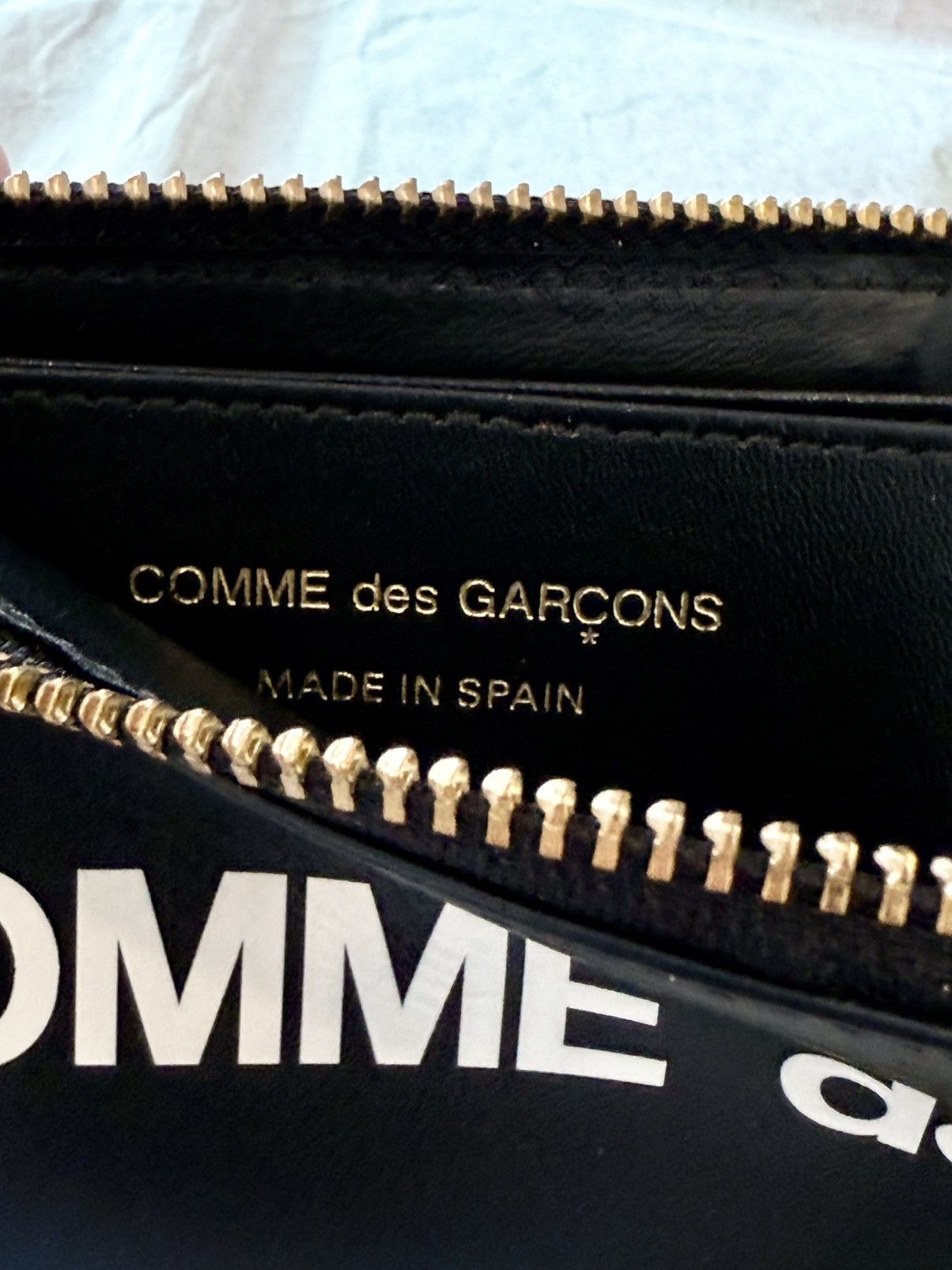 Comme des Garcons × Comme des Garcons Homme × Comme des Garcons Homme Plus New CDG Black Leather Wallet with Huge Logo Slim Corner Zip Size ONE SIZE - 5 Thumbnail
