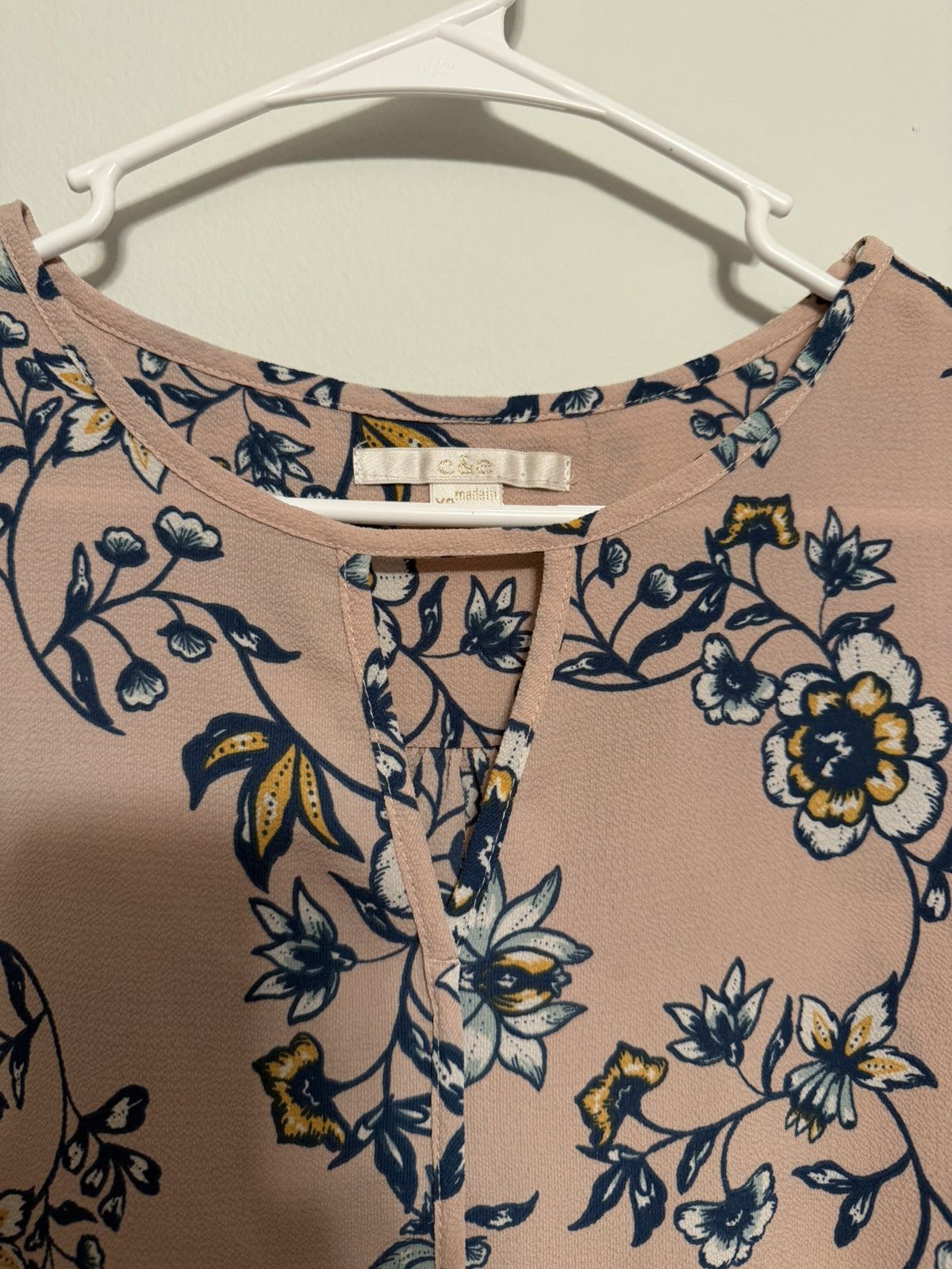 Other Sleeveless Floral Blouse Light Pink with Blue, Yellow Flower Size XS / US 0-2 / IT 36-38 - 5 Thumbnail