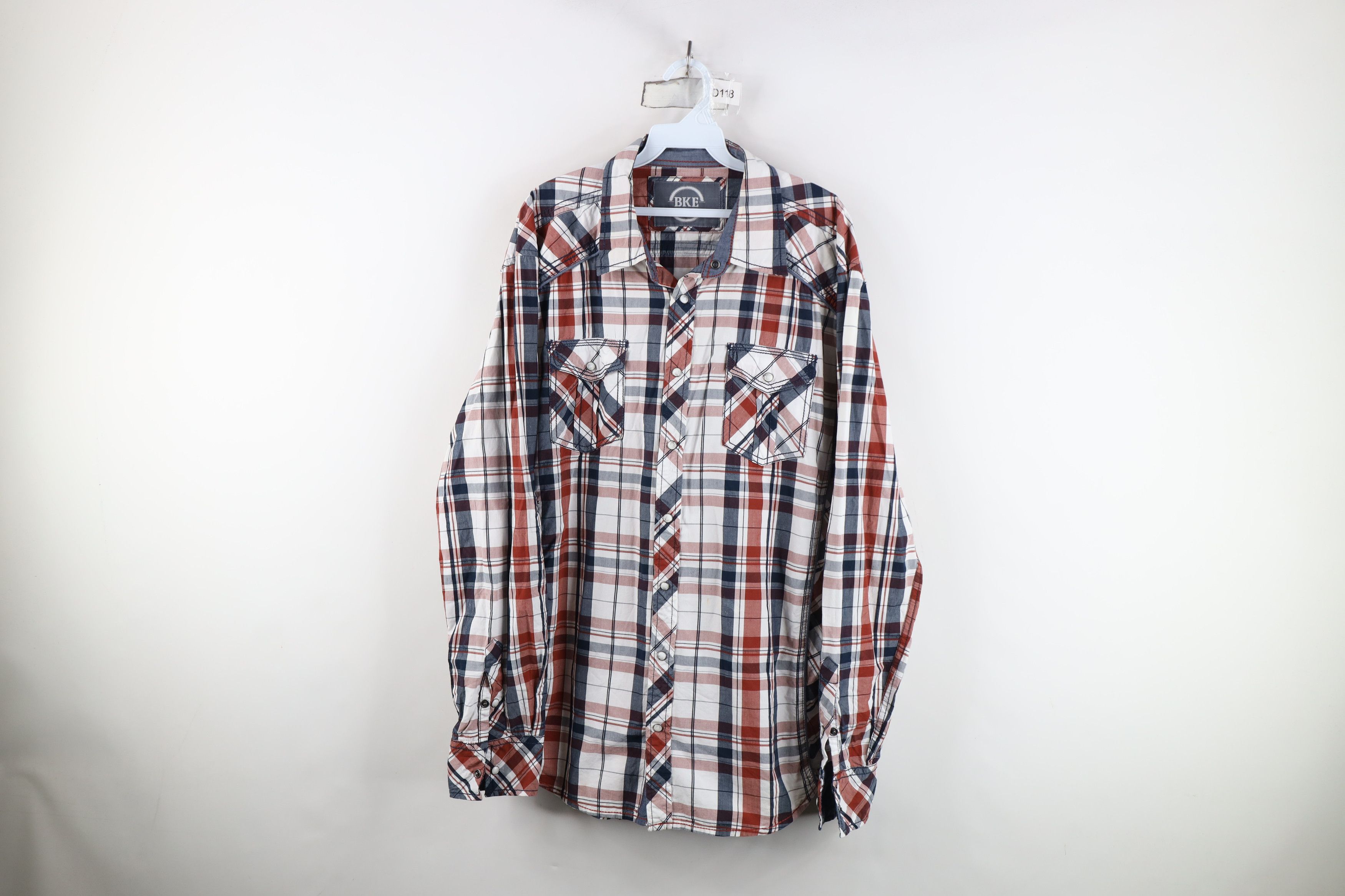 Vintage Buckle BKE Distressed Thick Stitch Snap Button Shirt Plaid Size US XL / EU 56 / 4 - 1 Thumbnail
