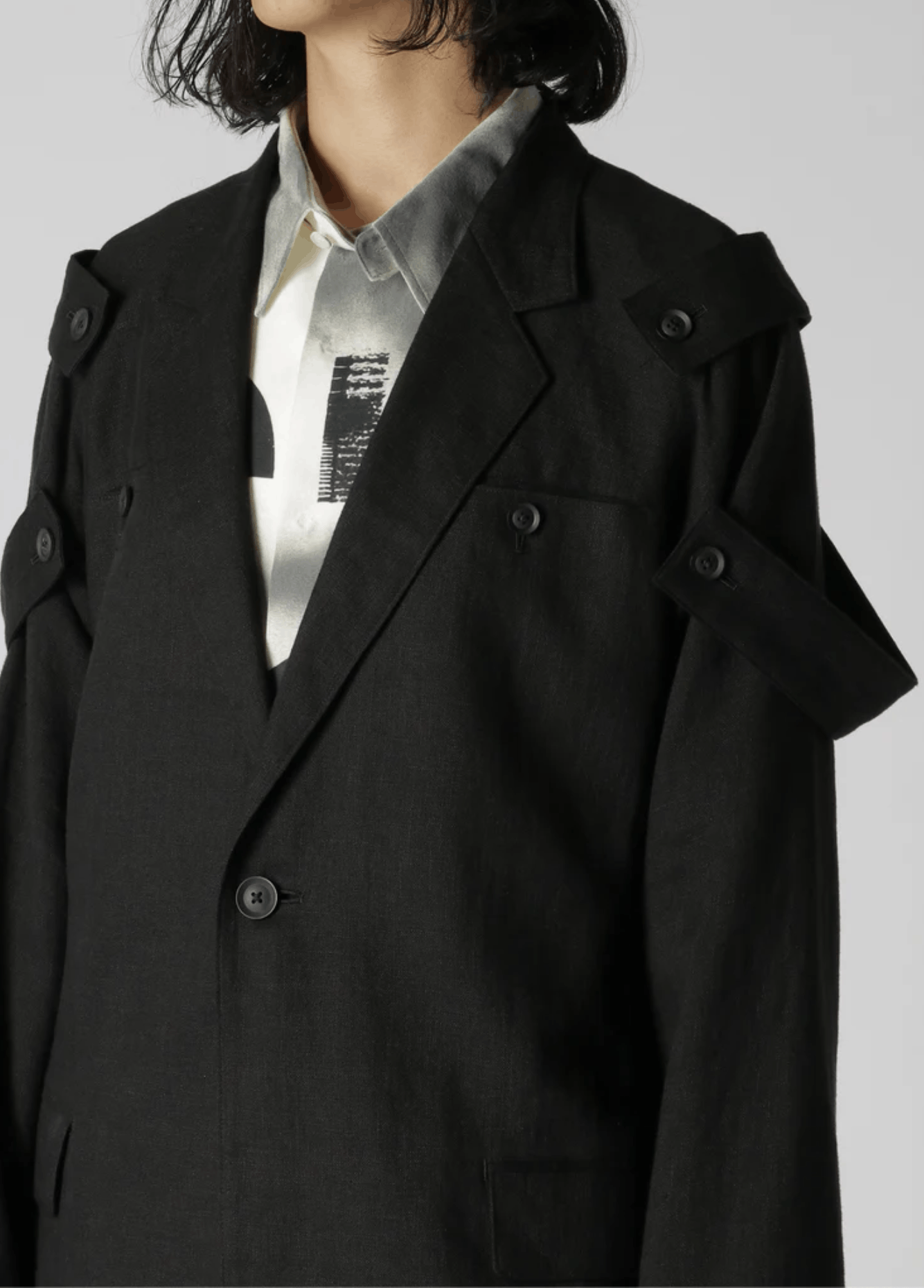 Yohji Yamamoto Yohji Yamamoto Homme Single Button Shoulder Epaulet Jacket Size US M / EU 48-50 / 2 - 14 Thumbnail