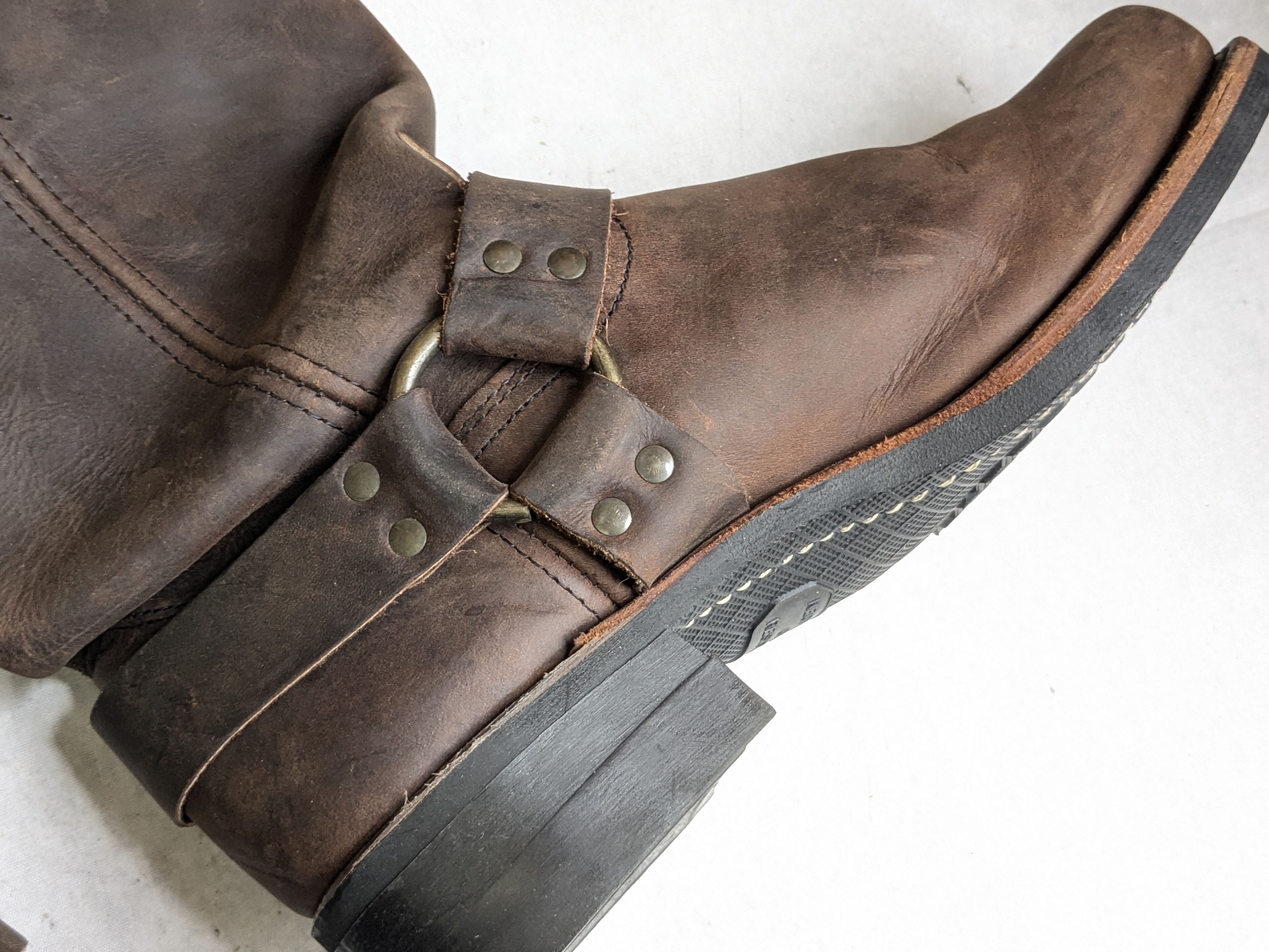 Frye Frye Harness Boots Brown Leather 12 M Buckle Size US 12 / EU 45 - 9 Thumbnail