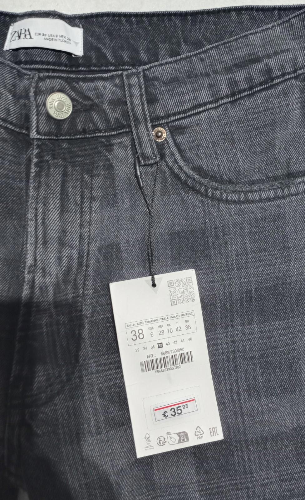 Zara Zara Women’s Black Grey Patterned Jeans Size 6 NWT Slim Fit Size 28" / US 6 / IT 42 - 6 Thumbnail