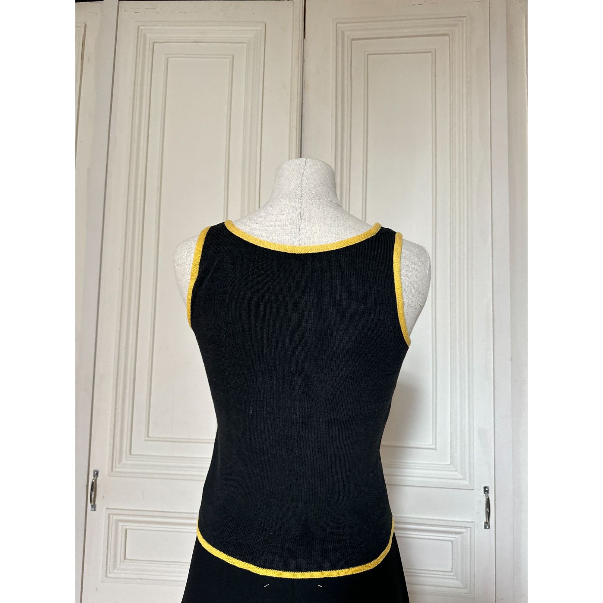 Yves Saint Laurent 1970s Black Cotton Tank Top Size S / US 4 / IT 40 - 4 Thumbnail