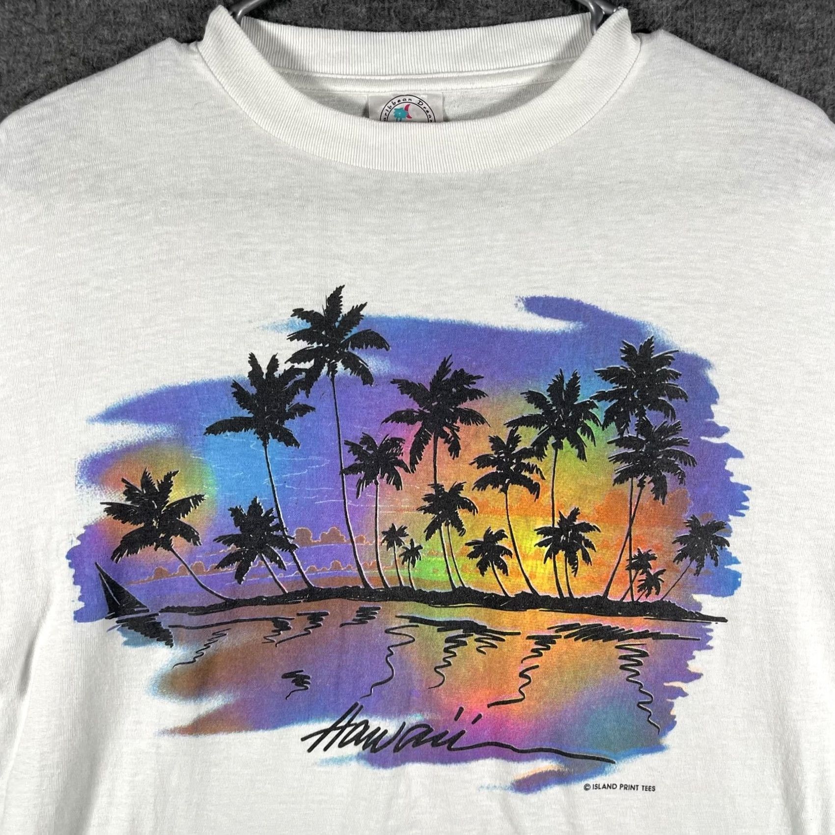 Vintage VINTAGE Caribbean Dream Shirt Mens Large White Hawaii Palm Trees Single Stitch Size US L / EU 52-54 / 3 - 2 Thumbnail