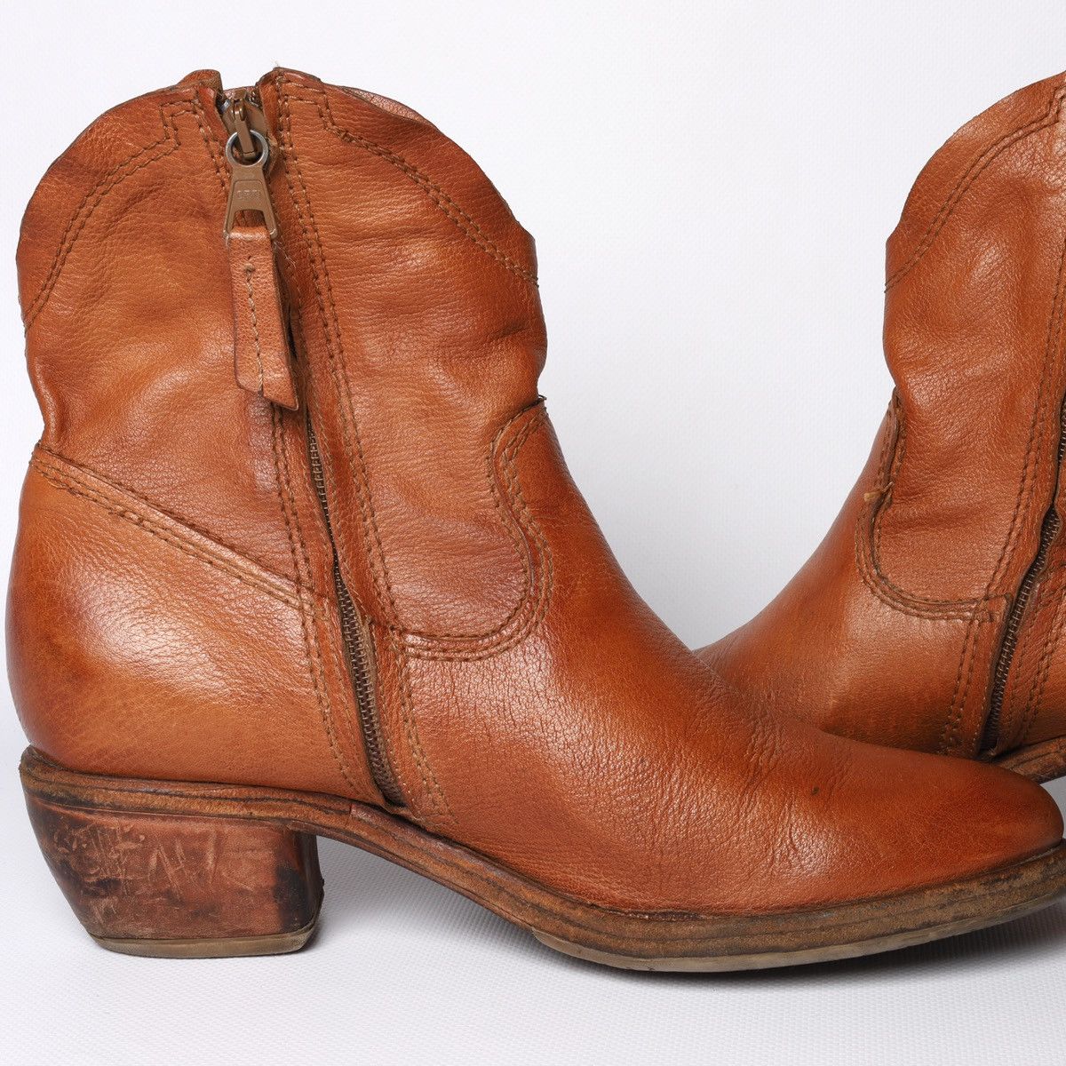 A.S.98 AS 98 Leather Brown Western Heel Boots Shoes Fringe Size US 7 / IT 37 - 5 Thumbnail