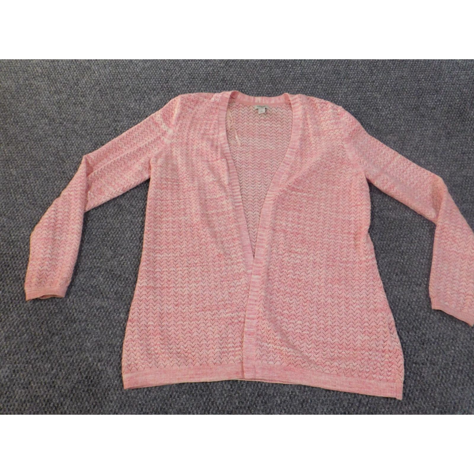 Vintage LL Bean Cardigan Sweater Womens L Pink Open Knit Cotton Crew Neck Long Sleeve Size L / US 10 / IT 46 - 3 Thumbnail