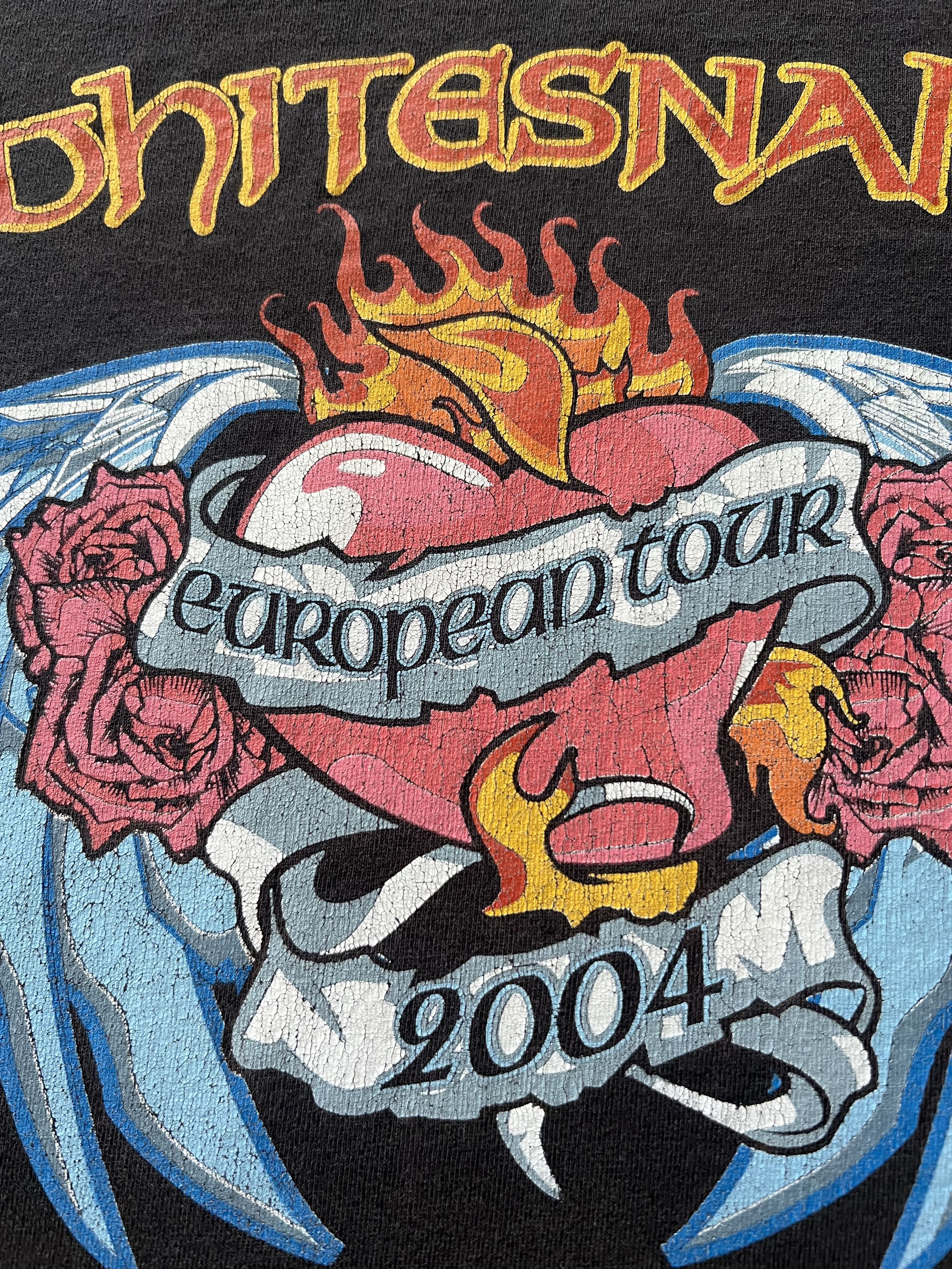 Band Tees Vintage 2004 Whitesnake European Tour Faded Black Tee Size US L / EU 52-54 / 3 - 4 Thumbnail