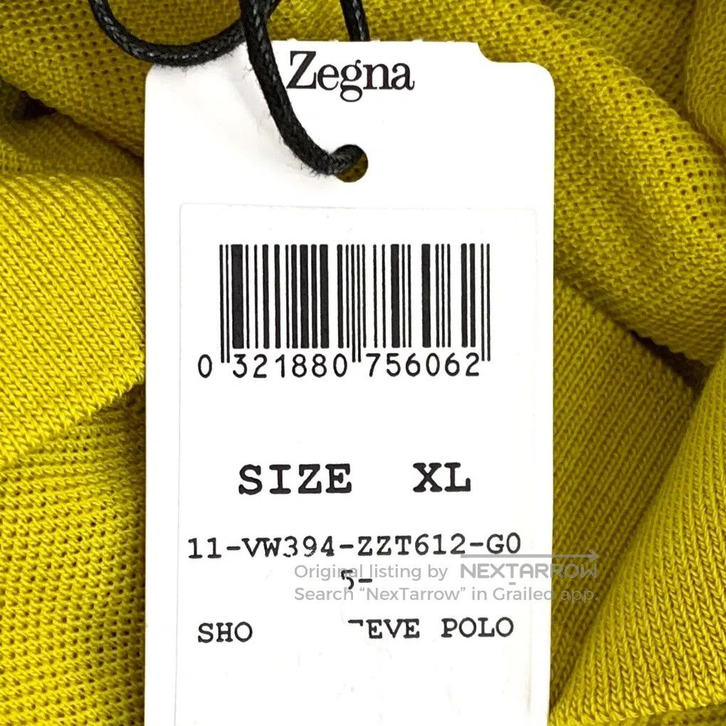 Ermenegildo Zegna Zegna Yellow Logo Patch Wool Collar Short Sleeve T-Shirt| Size US XL / EU 56 / 4 - 9 Thumbnail