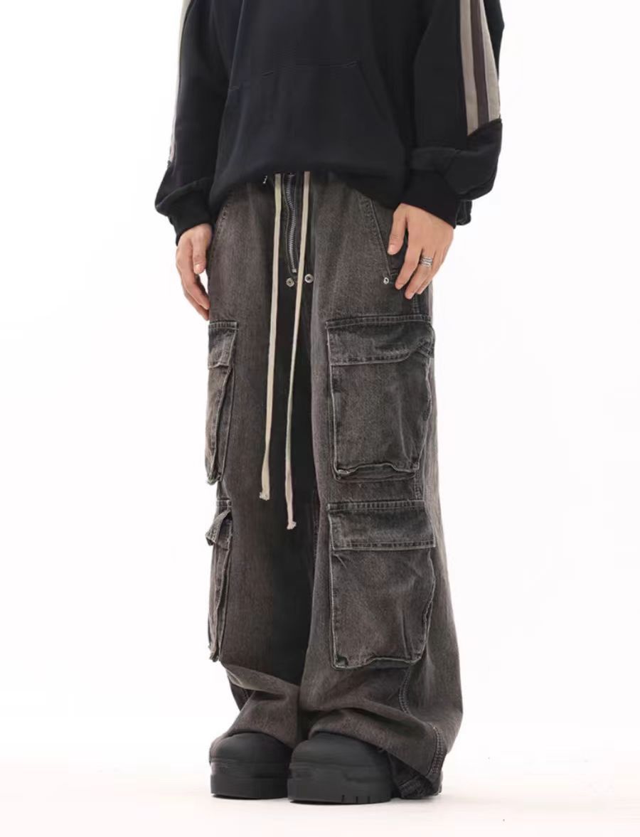 Japanese Brand × Jean Washed Gradient Smoke Black Workwear Vintage Jeans Size US 31 - 1 Thumbnail