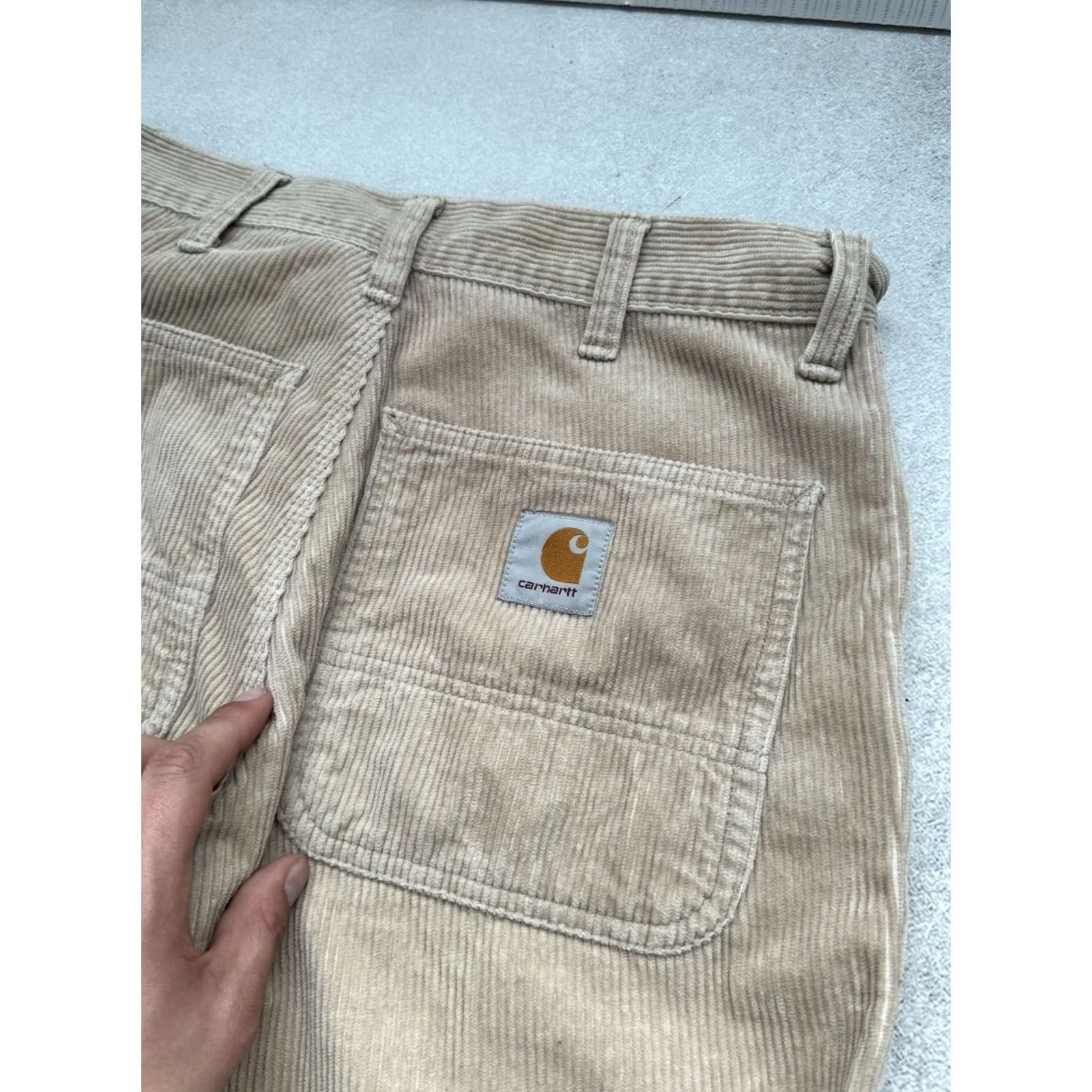 Carhartt Wip VINTAGE Carhartt WIP Corduroy Simple Pants Men Regular S Beige 90s 2000s Streetwear Logo Relaxed 29x32 Size US 29 - 3 Thumbnail