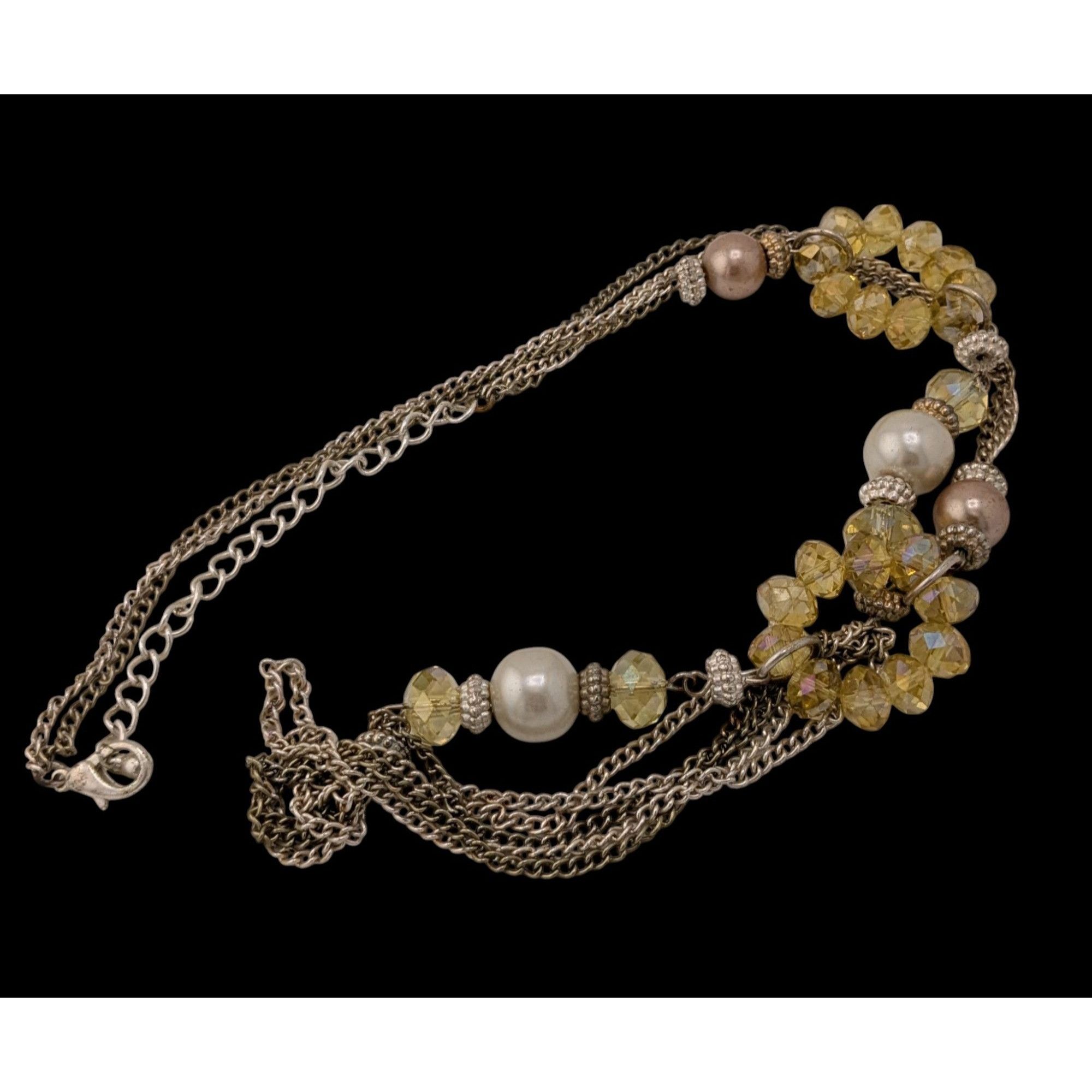Other Y2K Glam Beaded Multistrand Yellow Glass And Faux Pearl Neck Size ONE SIZE - 2 Thumbnail