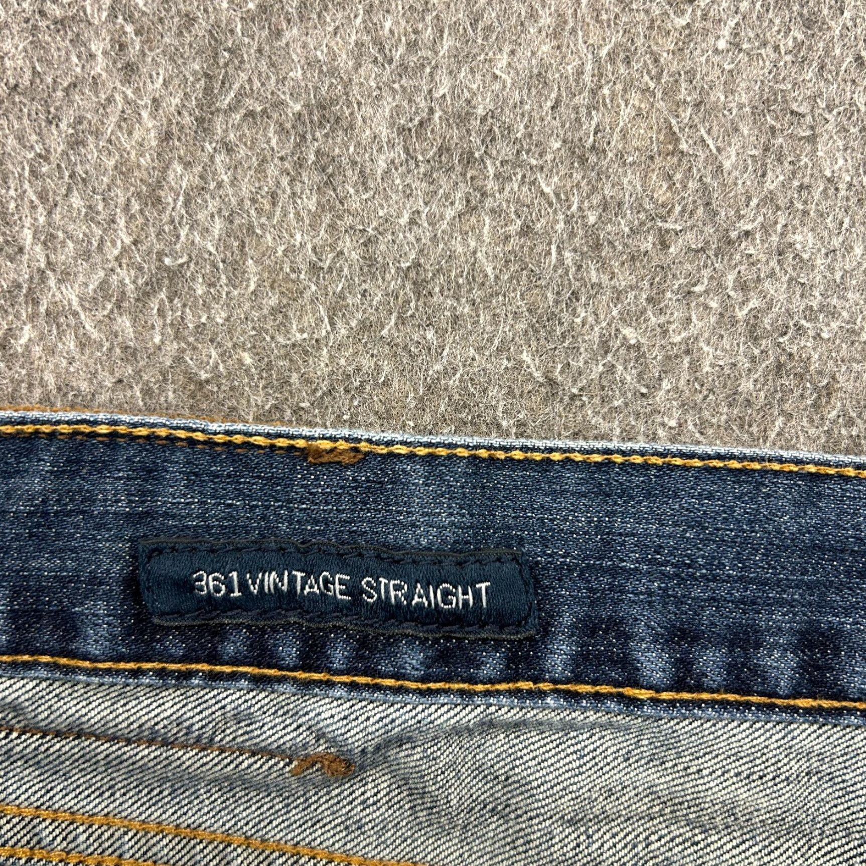 Lucky Brand Lucky Brand 361 Jeans Mens 36x32 Blue Vintage Straight Distressed Dark Wash 5-Pocket Denim Regular Fit Size 36in Inseam 32in Button Zip Size US 36 / EU 52 - 7 Thumbnail