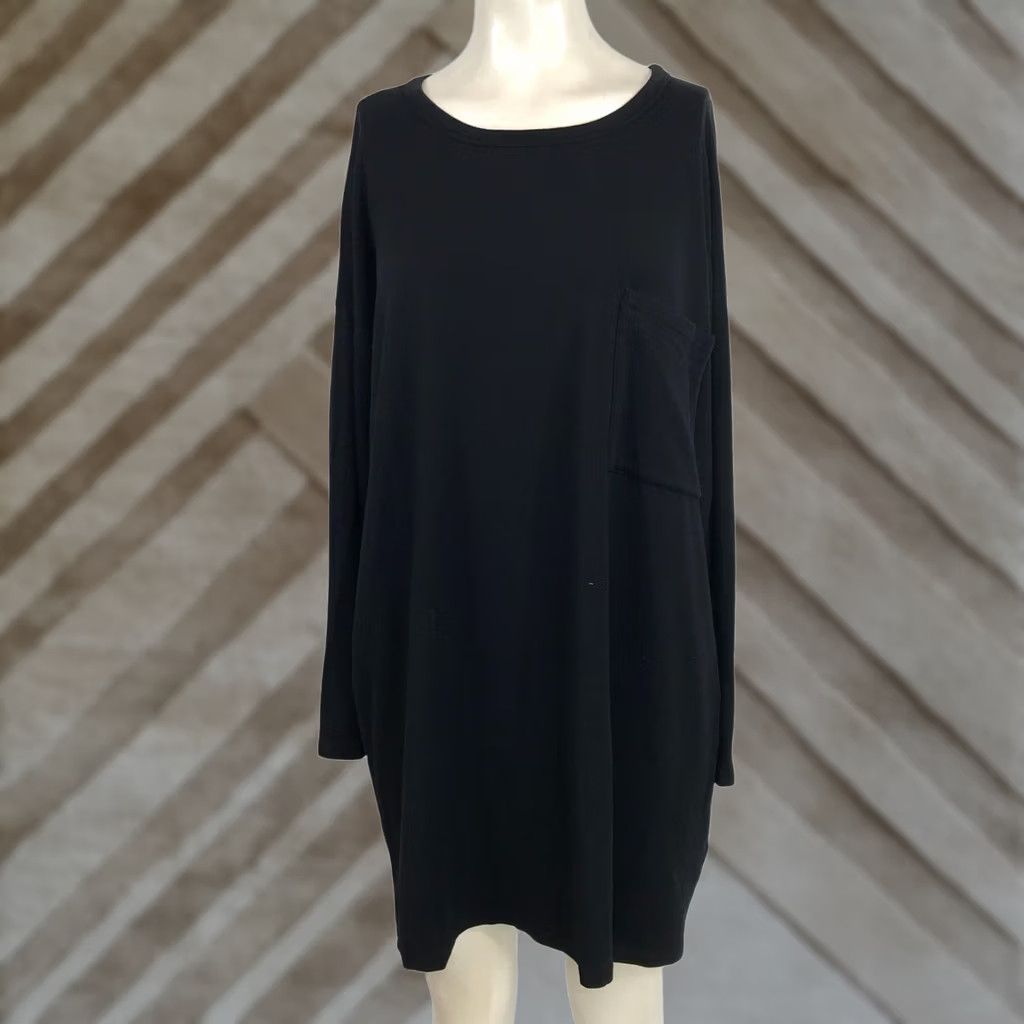 Eileen Fisher EILEEN FISHER TUNIC TOP WOMEN'S MEDIUM BLACK V NECK LONG SLEEVE TENCEL BLEND Size M / US 6-8 / IT 42-44 - 1 Thumbnail