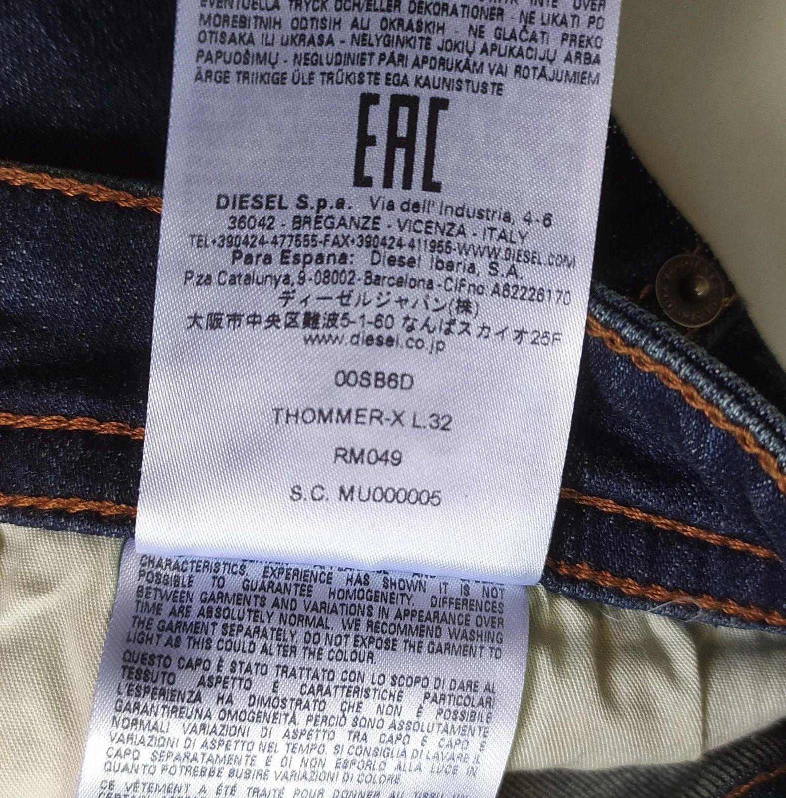 Diesel Diesel THOMMER-X-RM049 Men's Jean T 9978 Size US 34 / EU 50 - 6 Thumbnail