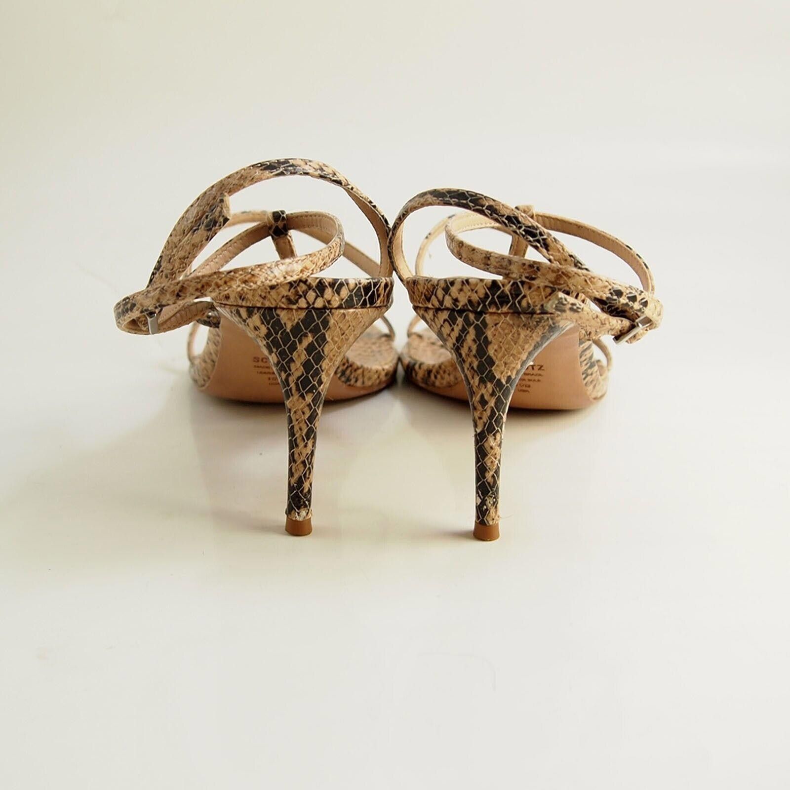 Designer Schutz Strappy Sandals Python Print Mid Heel US 10 B EU 40 Size US 10 / IT 40 - 6 Thumbnail