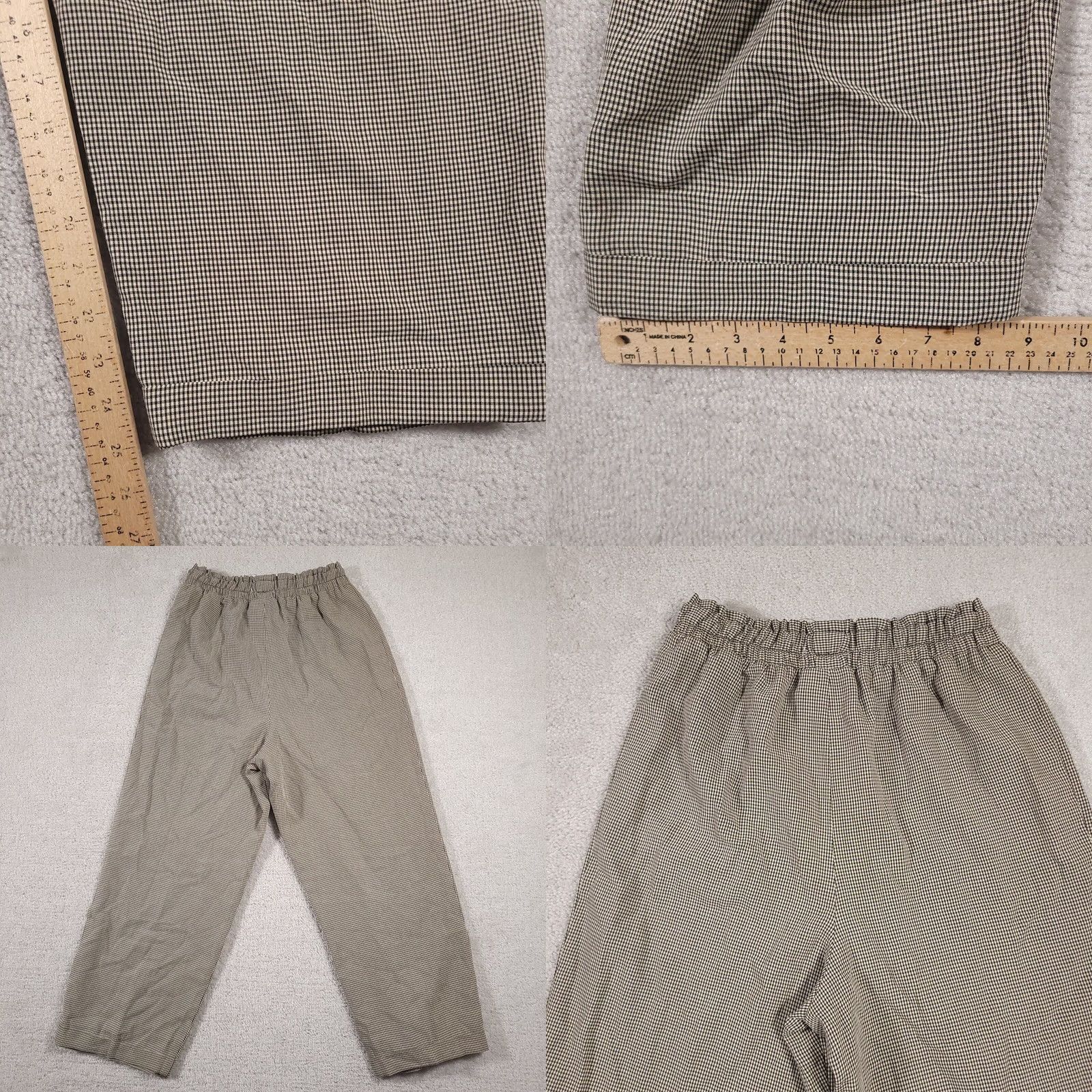 Vintage VINTAGE christy girl Pants Women's 10 Black Tan Check Pull On Wide-Leg Crop USA Made Size 32" / US 10 / IT 46 - 8 Thumbnail