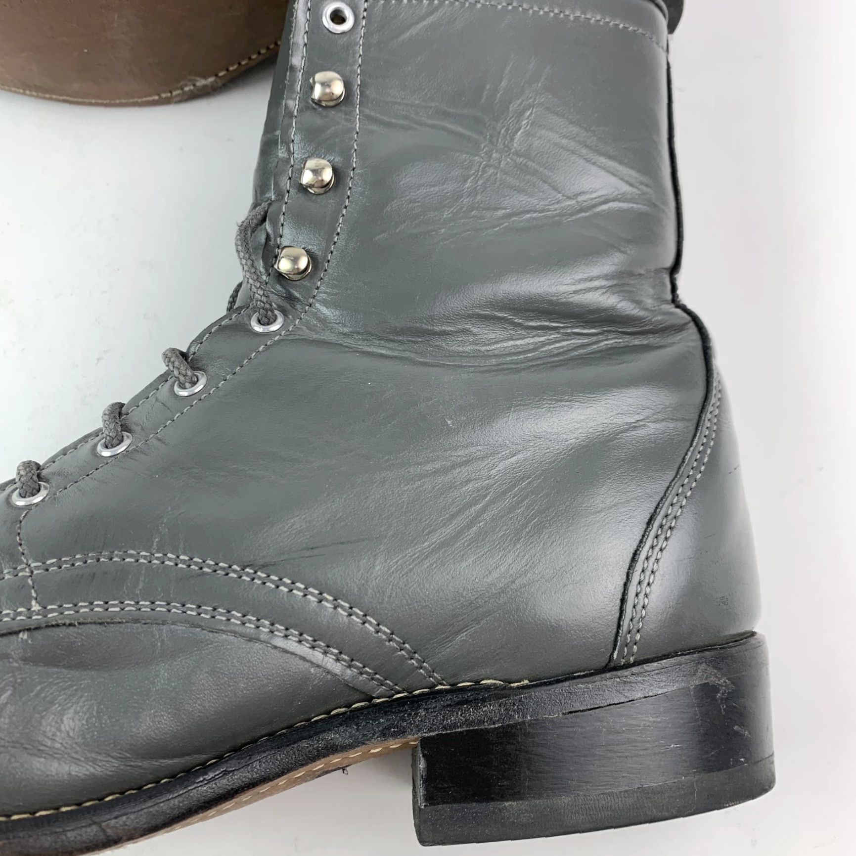 Vintage VINTAGE Laredo Gray Leather Lace Up Kiltie Western Boots Women Size 7 M USA Size US 7 / IT 37 - 6 Thumbnail