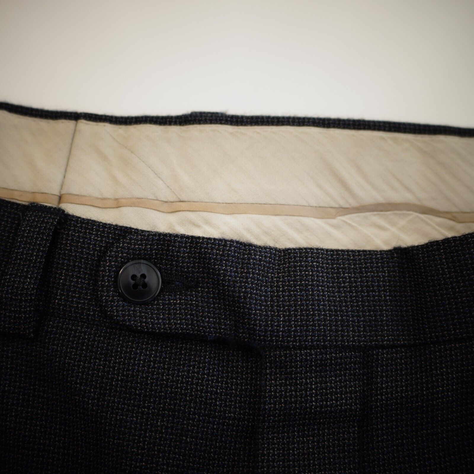 Jack Victor DAMAGED Jack Victor Thick Wool Blue Tan Check Pleated Cuffed Size 34R - 6 Thumbnail