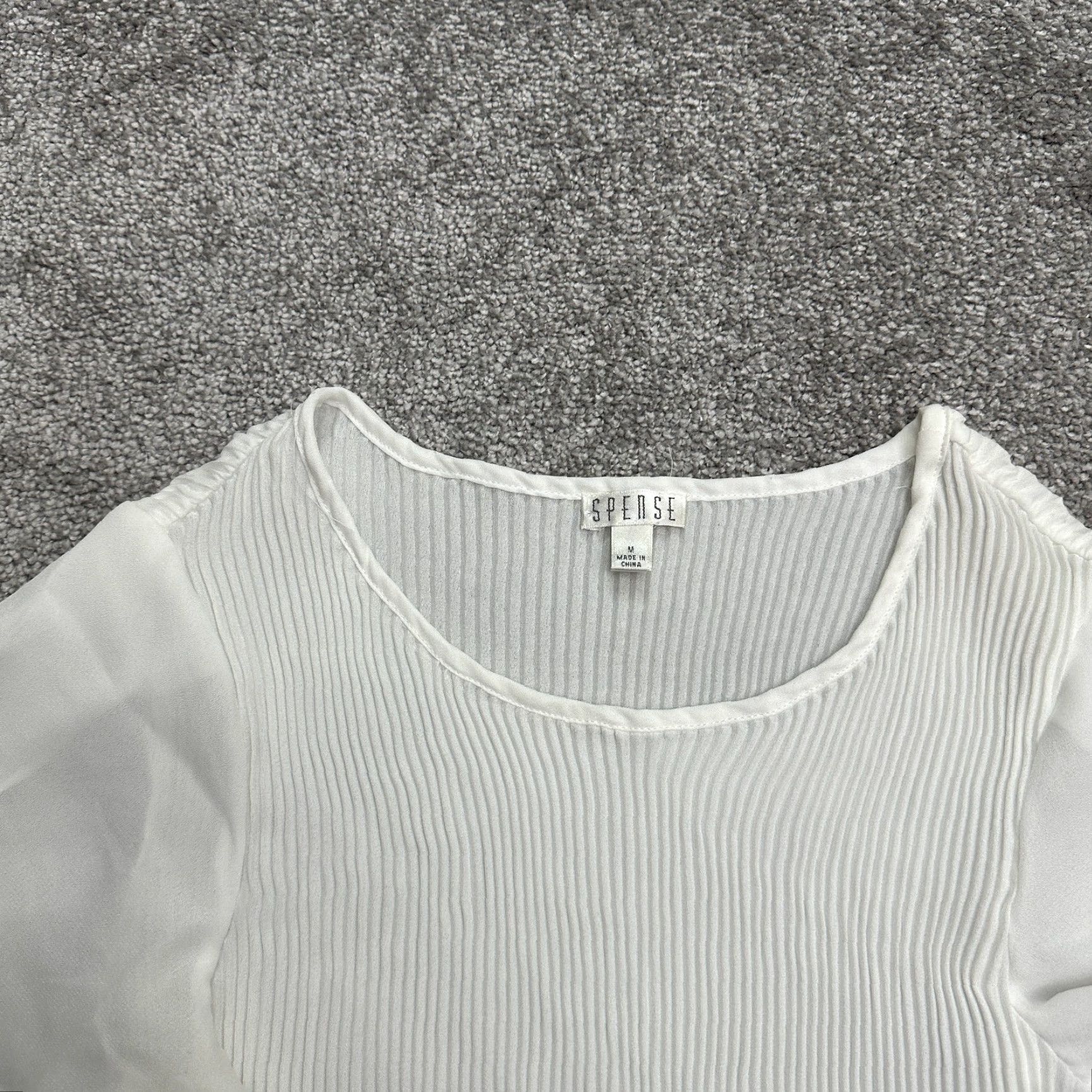 Vintage Spense White A-Line Dress Womens M Knee Length Tulip Sleeve Pleated (Lightweight) Polyester Solid Short Sleeve Size 32" / US 10 / IT 46 - 4 Thumbnail