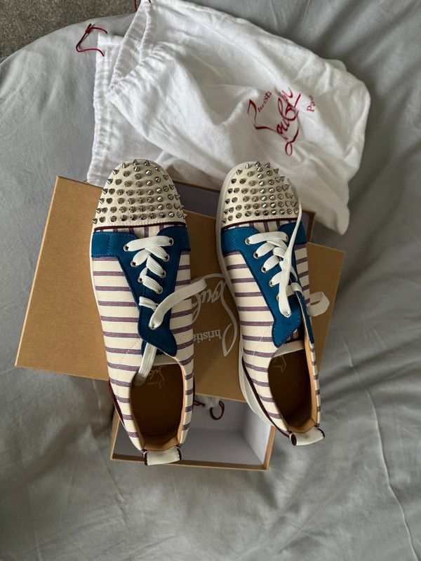 Christian Louboutin Christian Louboutin Blue & White With Red Stripe Size US 12 / EU 45 - 9 Thumbnail
