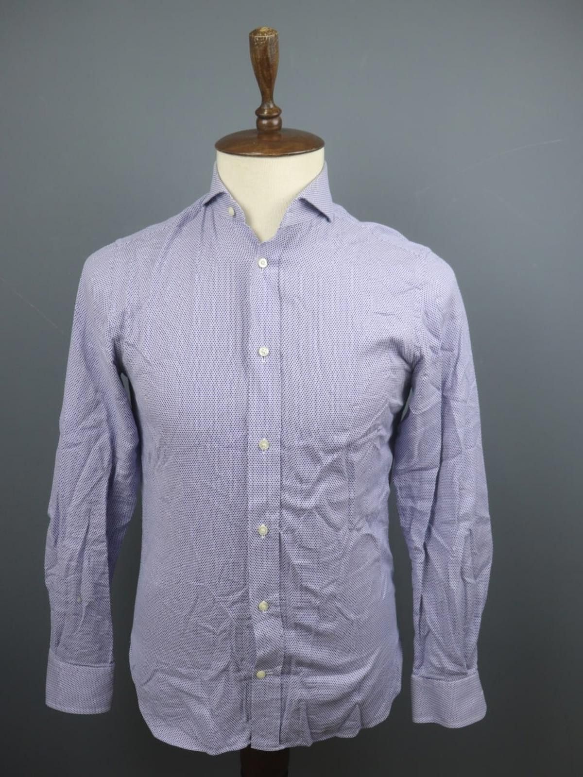 Designer Boggi Milano Blue Geometric Button-Up Shirt Size 38 Size US M / EU 48-50 / 2 - 1 Thumbnail