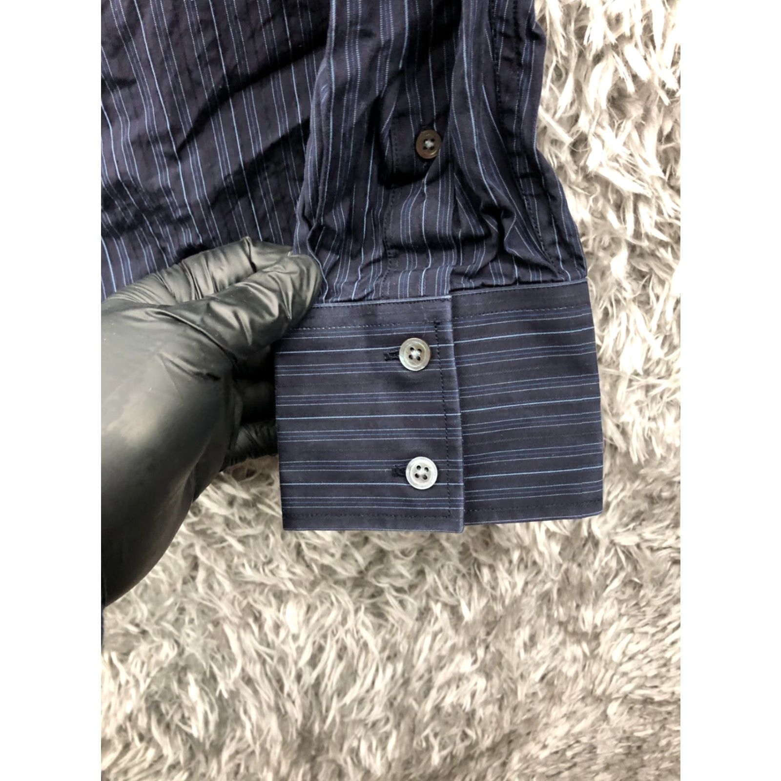 Banana Republic Banana Republic Shirt M Mens Long Sleeve Spread Collar Striped Blue Black Button-Up Casual Practical All Seasons Size US M / EU 48-50 / 2 - 3 Thumbnail